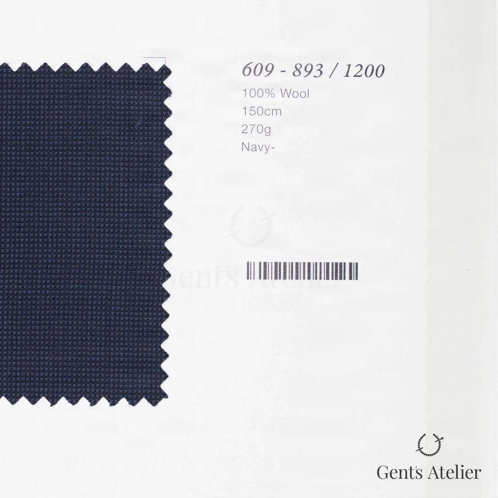 Образец ткани Marzoni 609 - 893 / 1200 с этикеткой — Navy-
