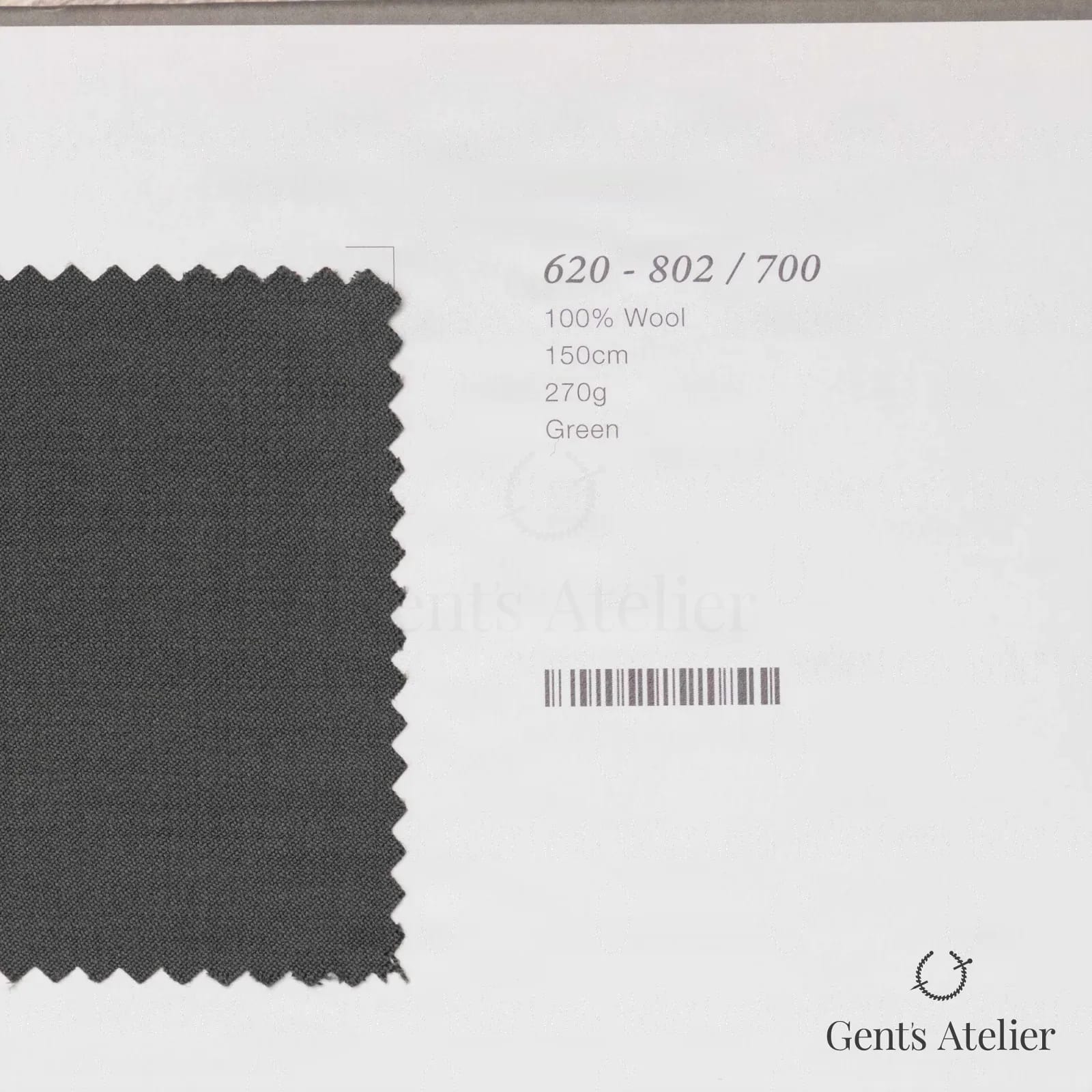 Образец ткани Marzoni 620 - 802 / 700 с этикеткой — Зелёный