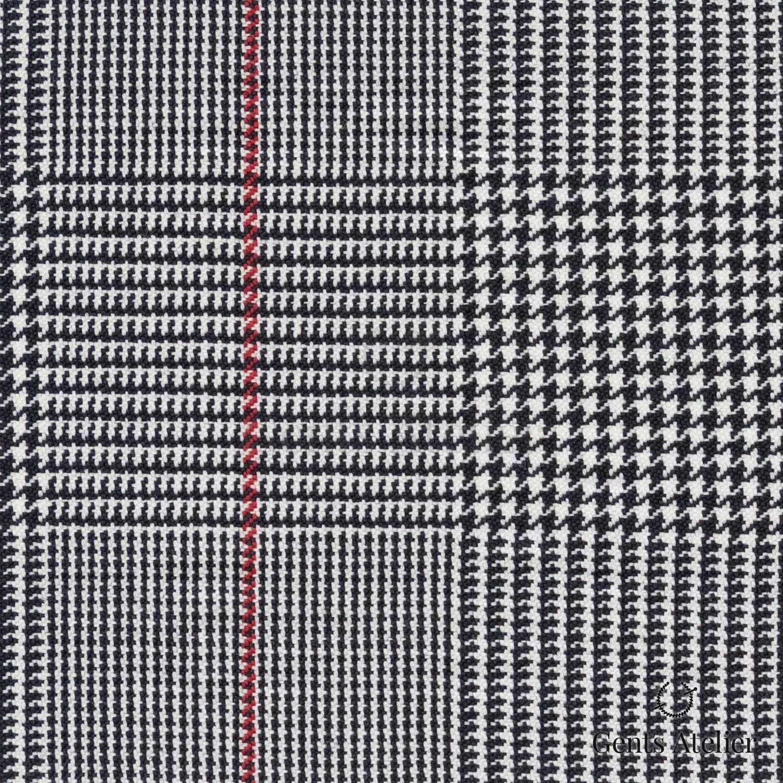 Костюмная ткань Marzoni 621 - 161 / 900 — Серый / Красный, оконная клетка, 100% шерсть