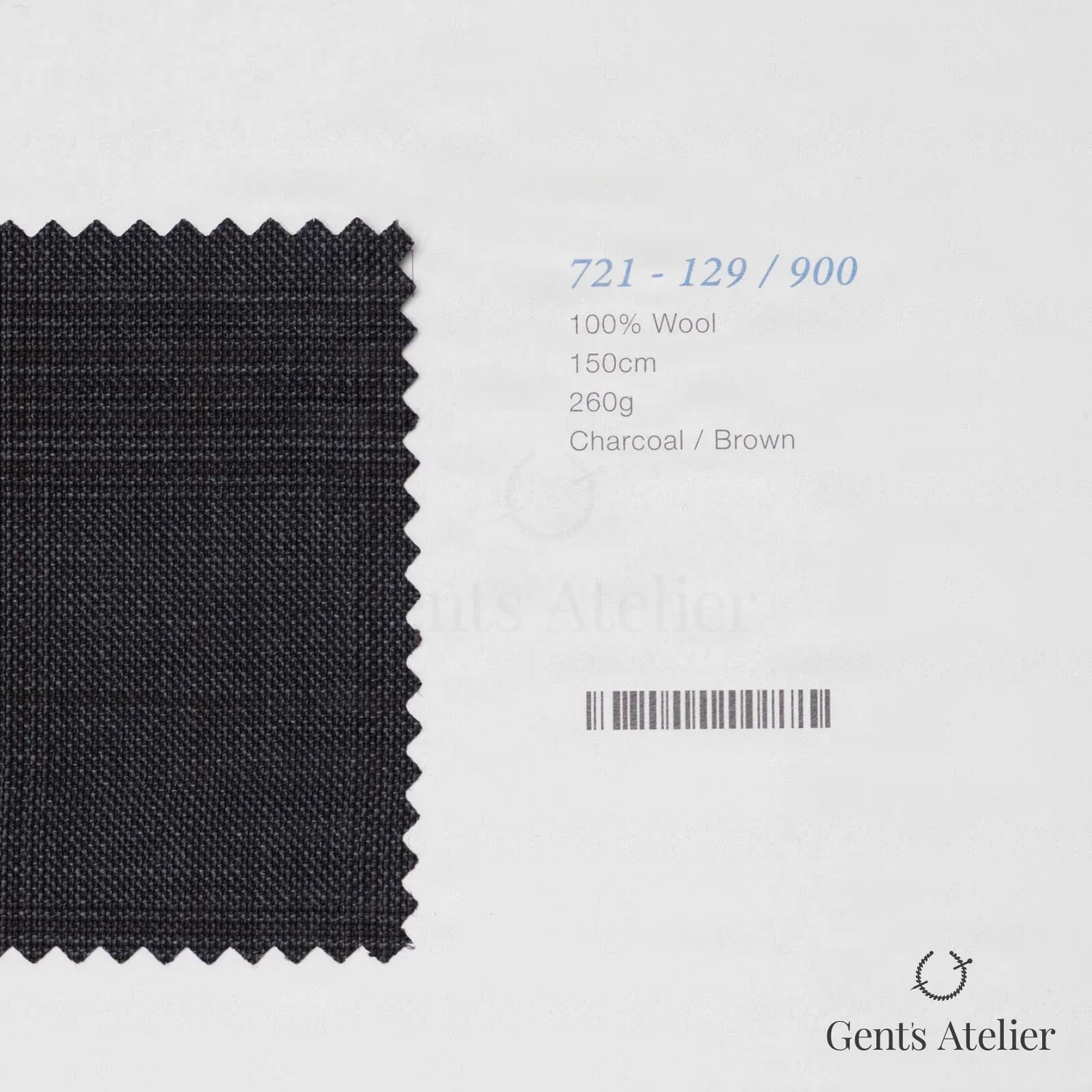 Образец ткани Marzoni 721 - 129 / 900 с этикеткой — Антрацит / Коричневый