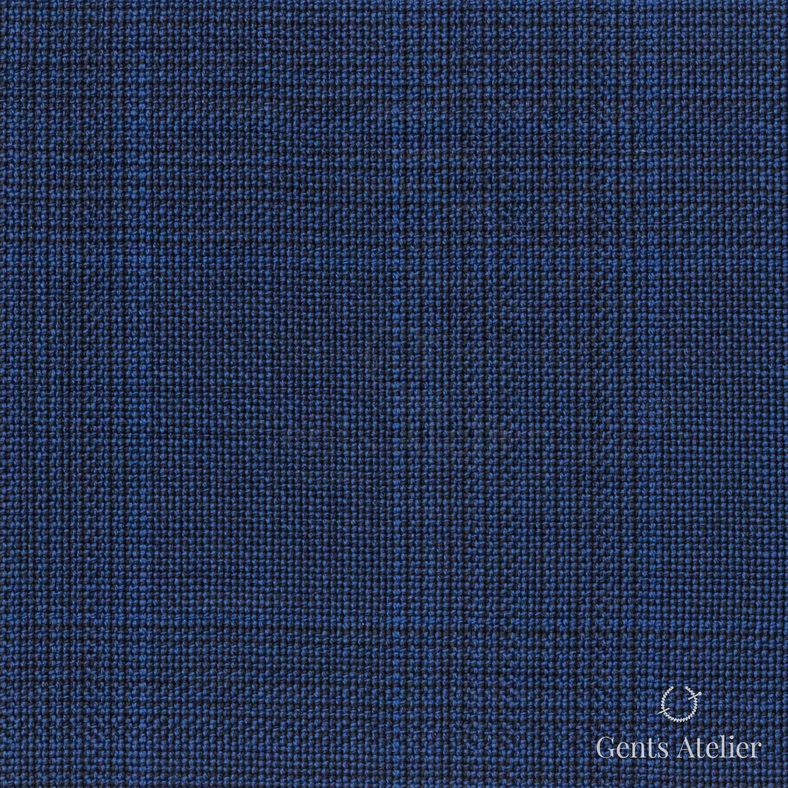Костюмная ткань Marzoni 721 - 130 / 900 — Тёмно-синий / Синий, оконная клетка, 100% шерсть
