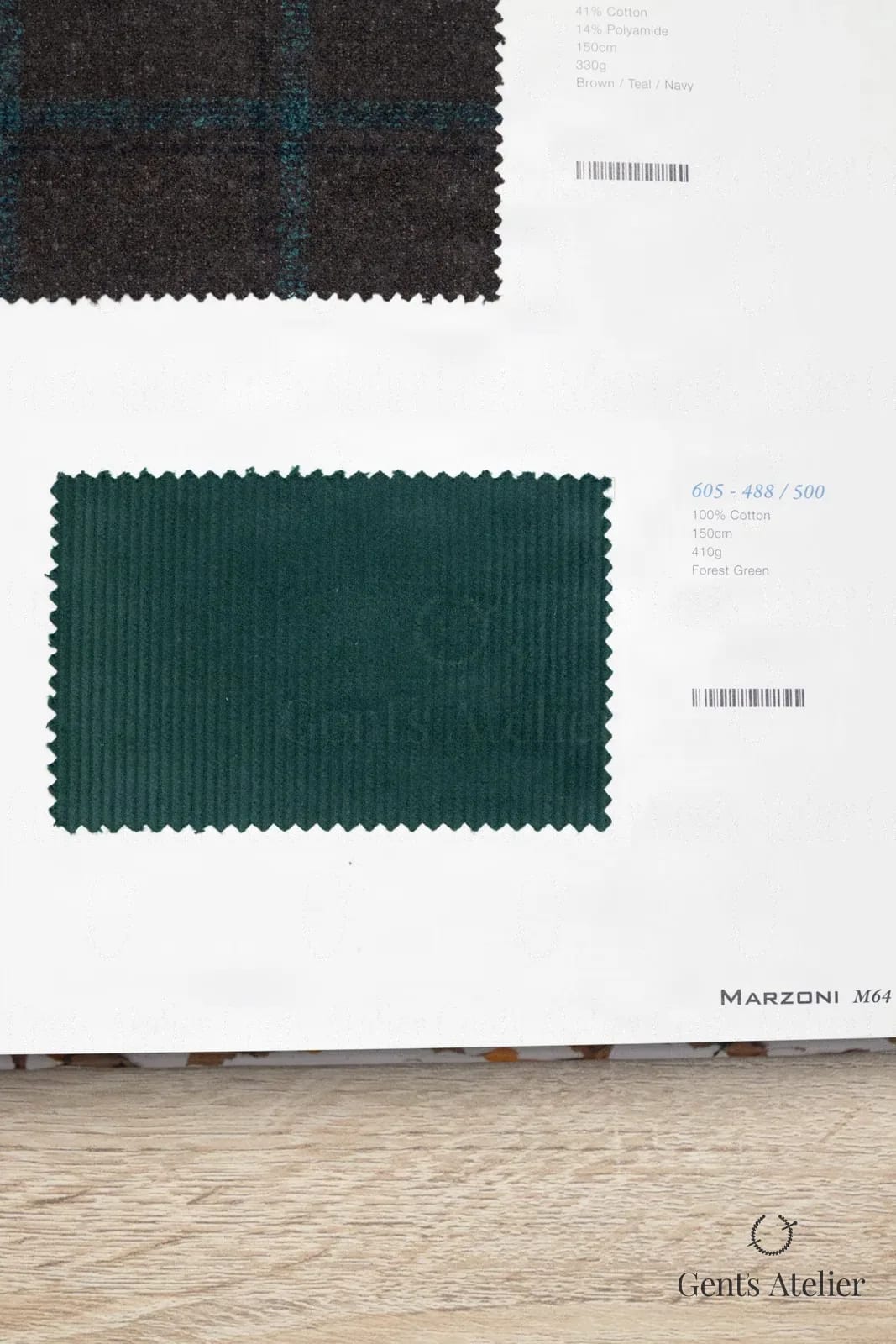 Образец ткани Marzoni 605 - 488 / 500 с этикеткой — Forest Green