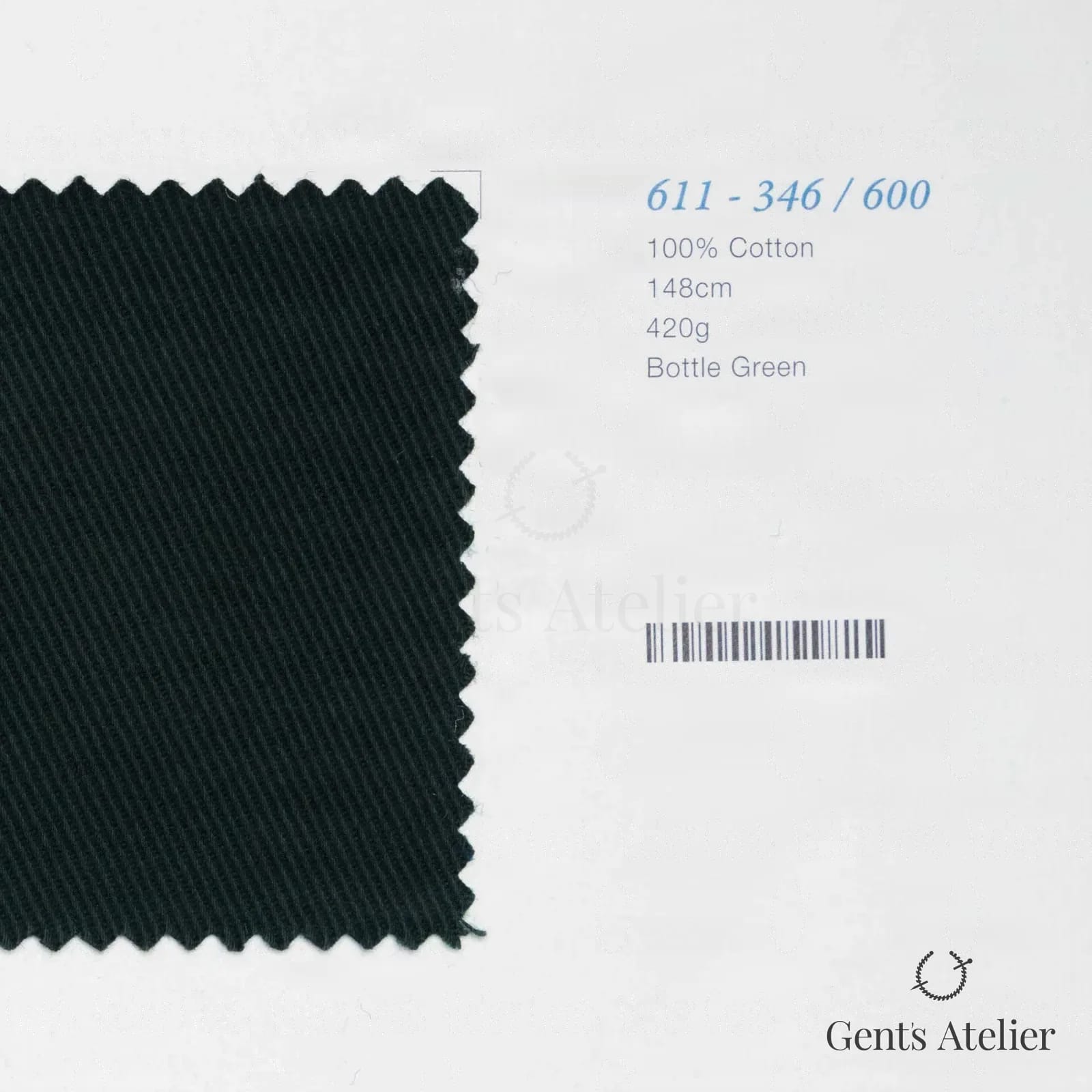 Образец ткани Marzoni 611 - 346 / 600 с этикеткой — Bottle Green