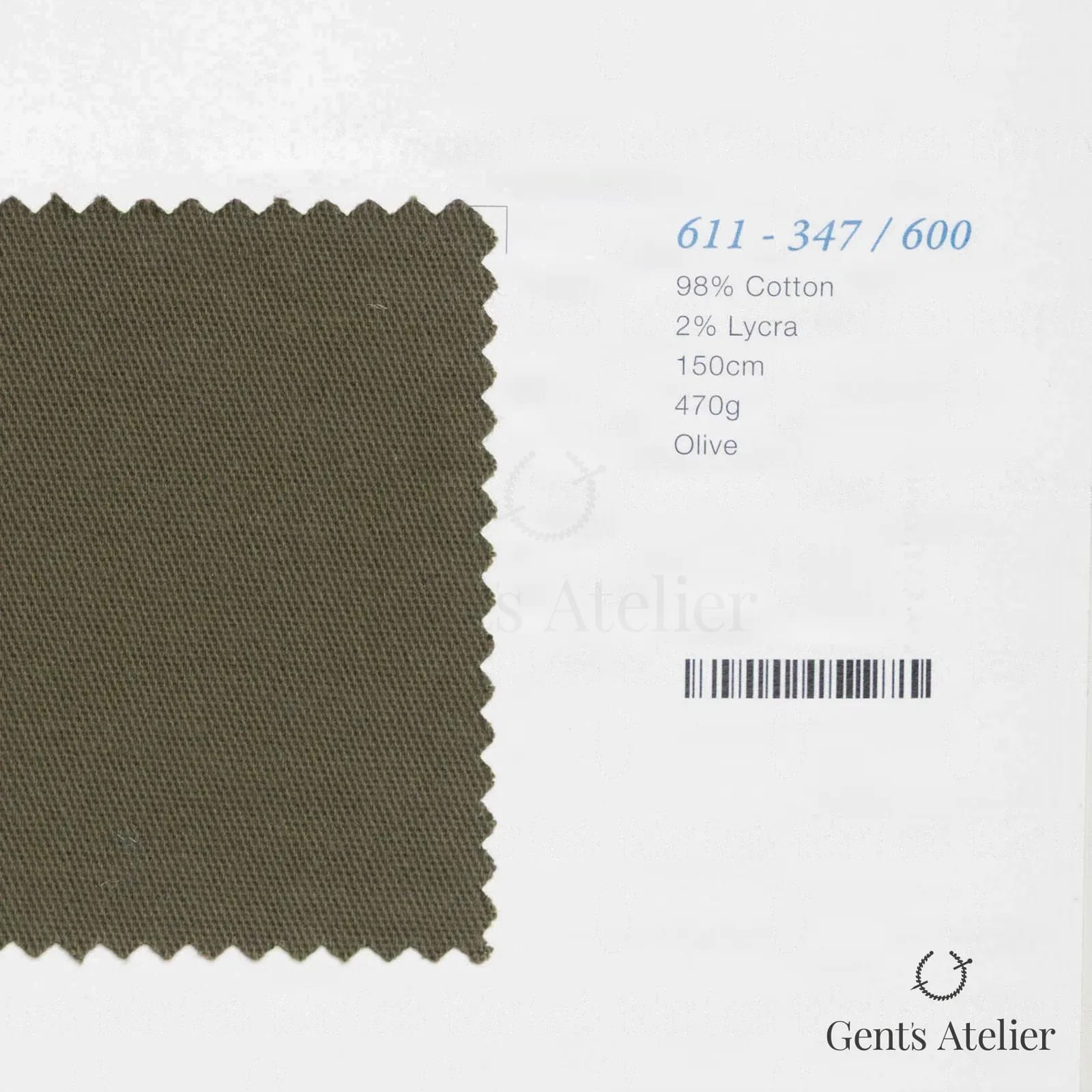 Образец ткани Marzoni 611 - 347 / 600 с этикеткой — Оливковый