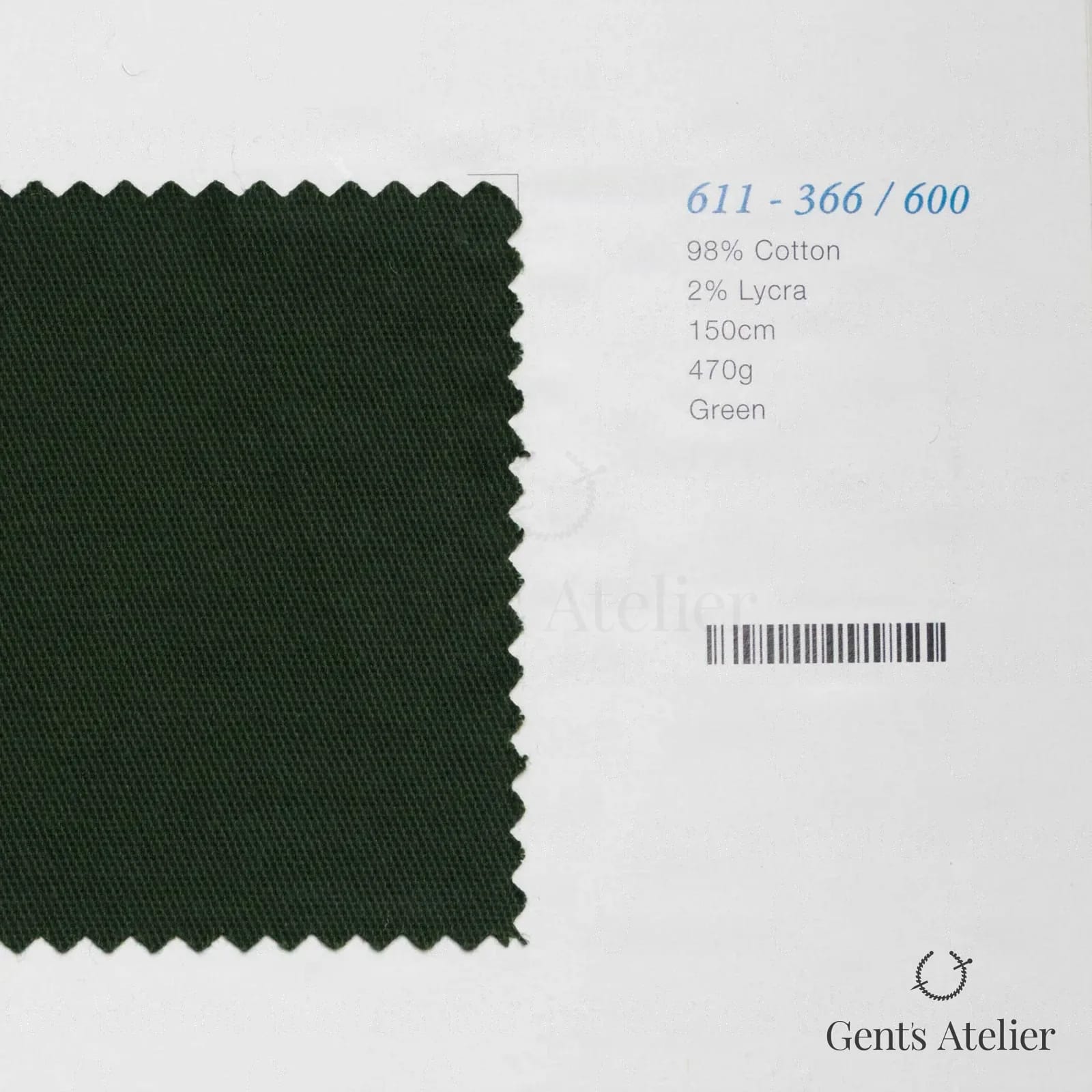 Образец ткани Marzoni 611 - 366 / 600 с этикеткой — Зелёный