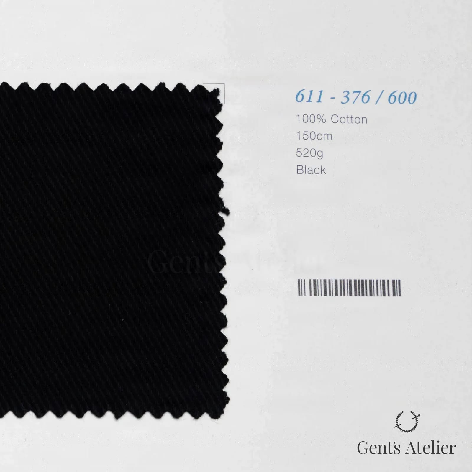 Образец ткани Marzoni 611 - 376 / 600 с этикеткой — Чёрный