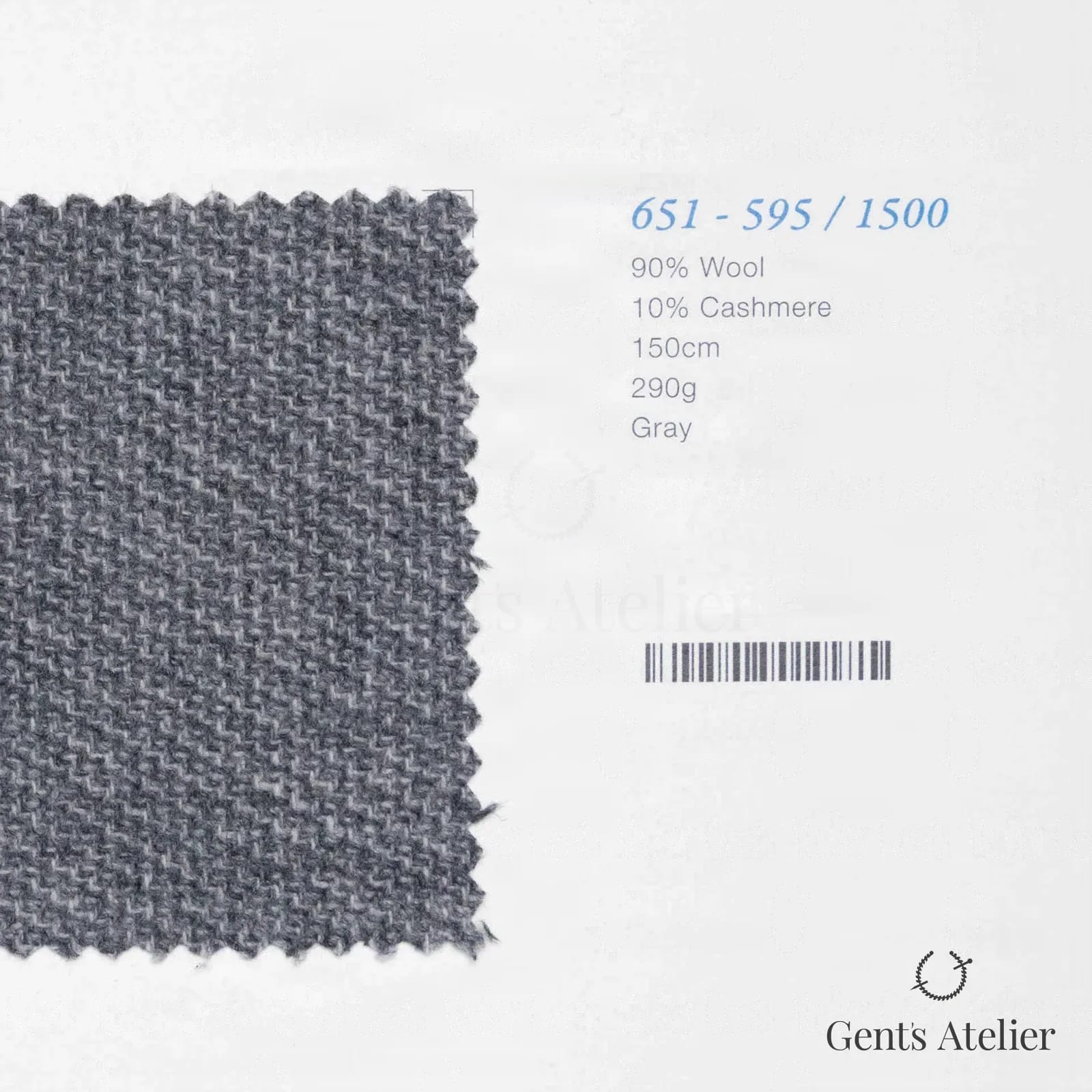 Образец ткани Marzoni 651 - 595 / 1500 с этикеткой — Серый
