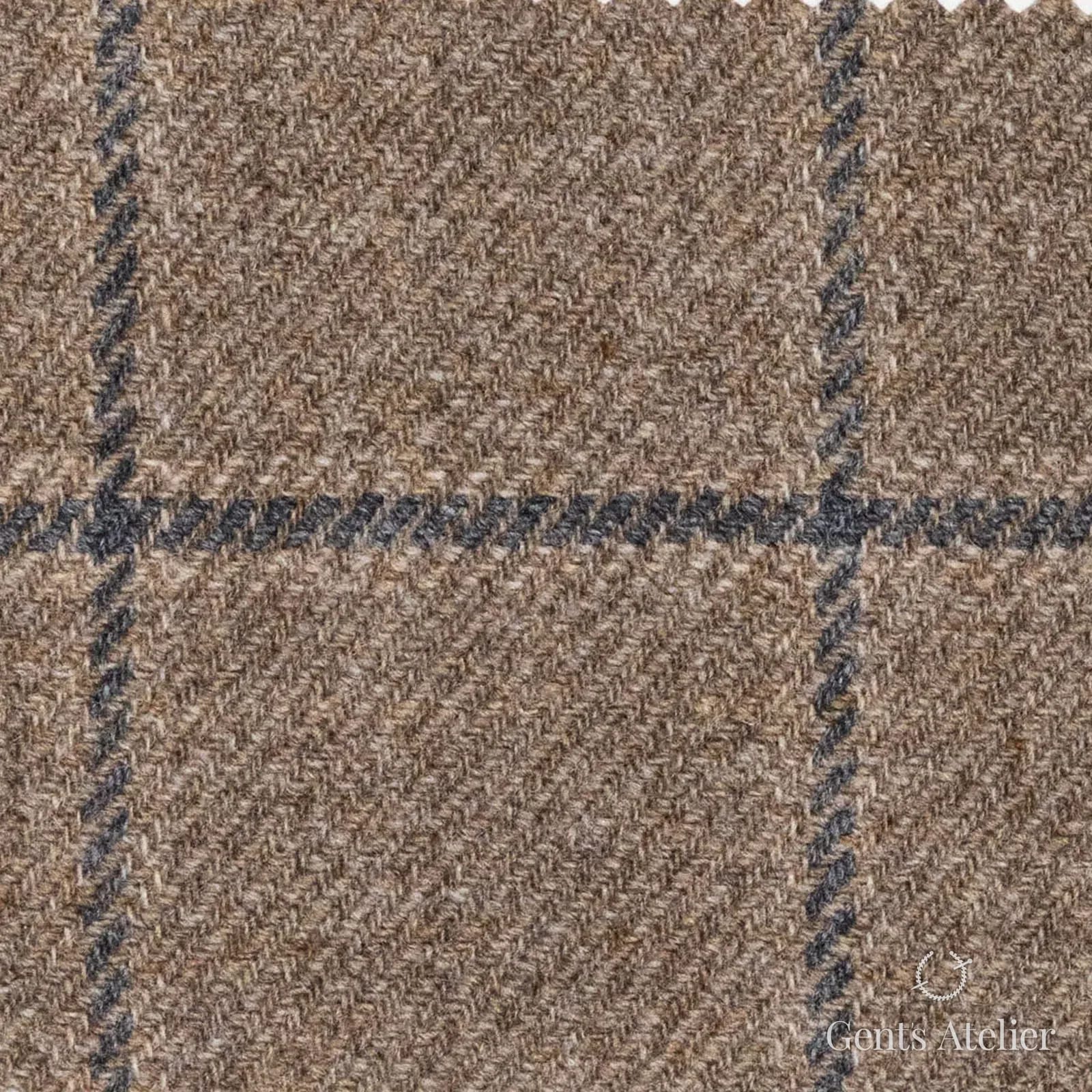 Костюмная ткань Marzoni 651 - 602 / 1200 — Бежевый / Серый, оконная клетка, 90% шерсть, 10% кашемир