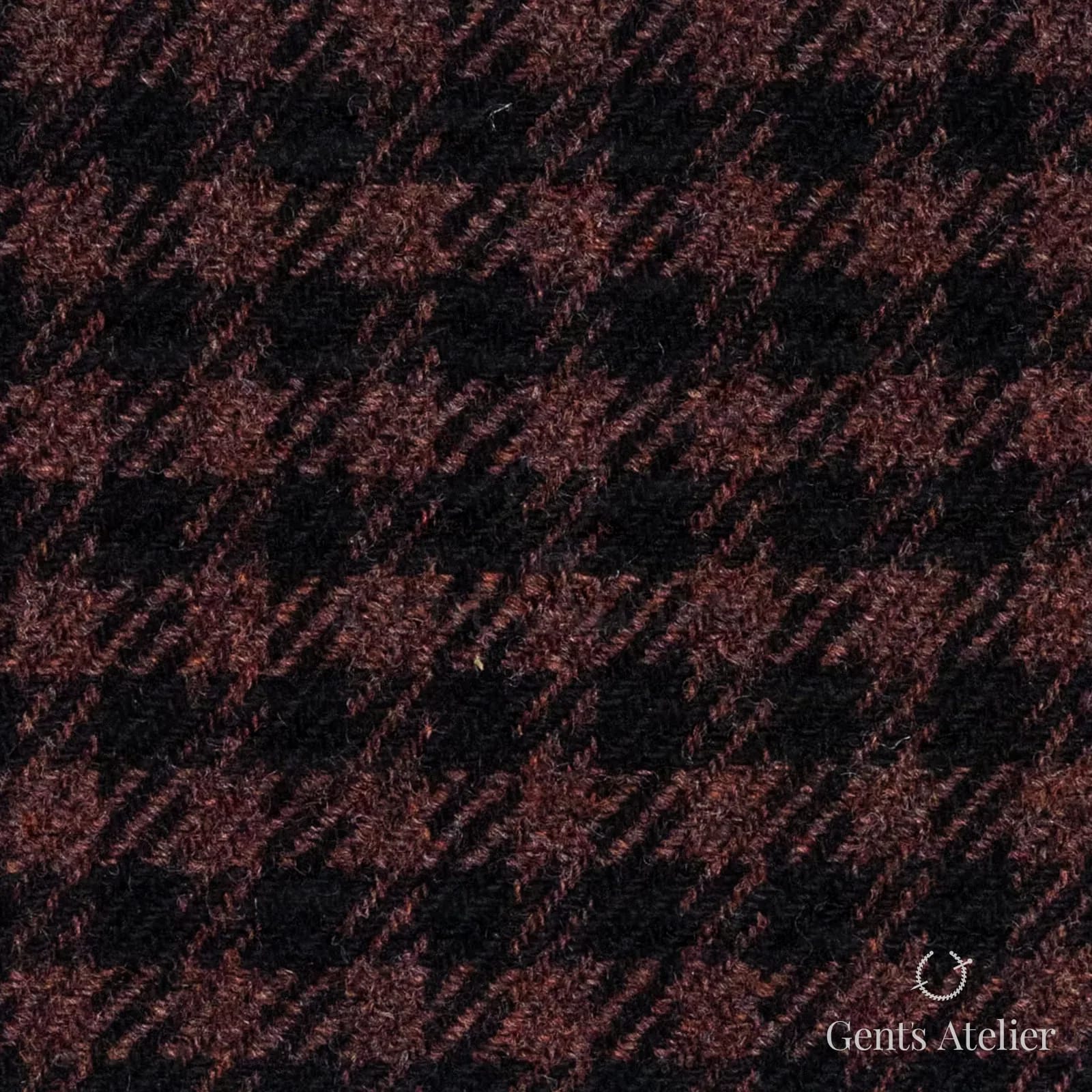 Костюмная ткань Marzoni 651 - 605 / 1200 — Бордовый / Чёрный, клетка, 90% шерсть, 10% кашемир