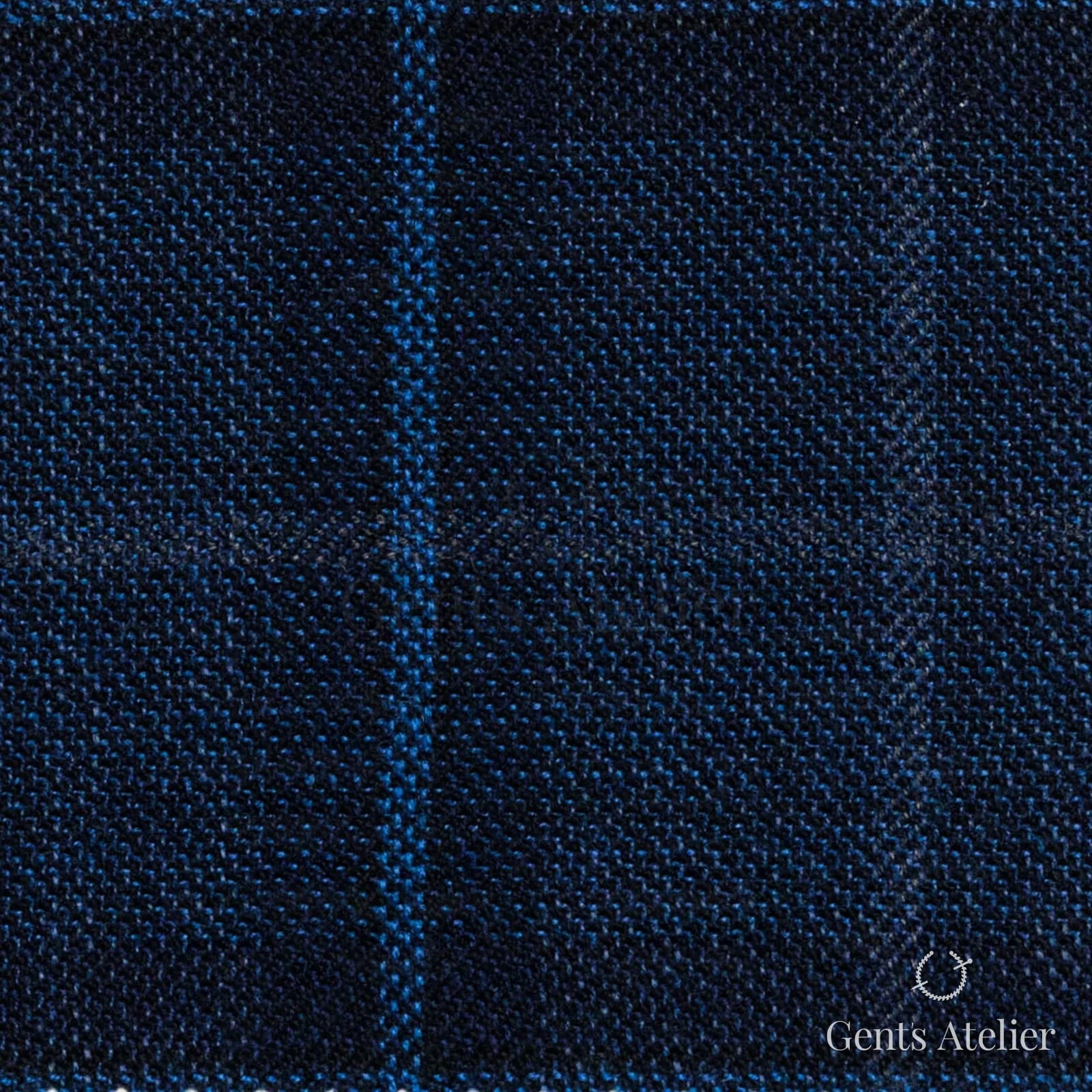 Костюмная ткань Marzoni 651 - 639 / 1200 — Тёмно-синий / Синий, оконная клетка, 100% шерсть