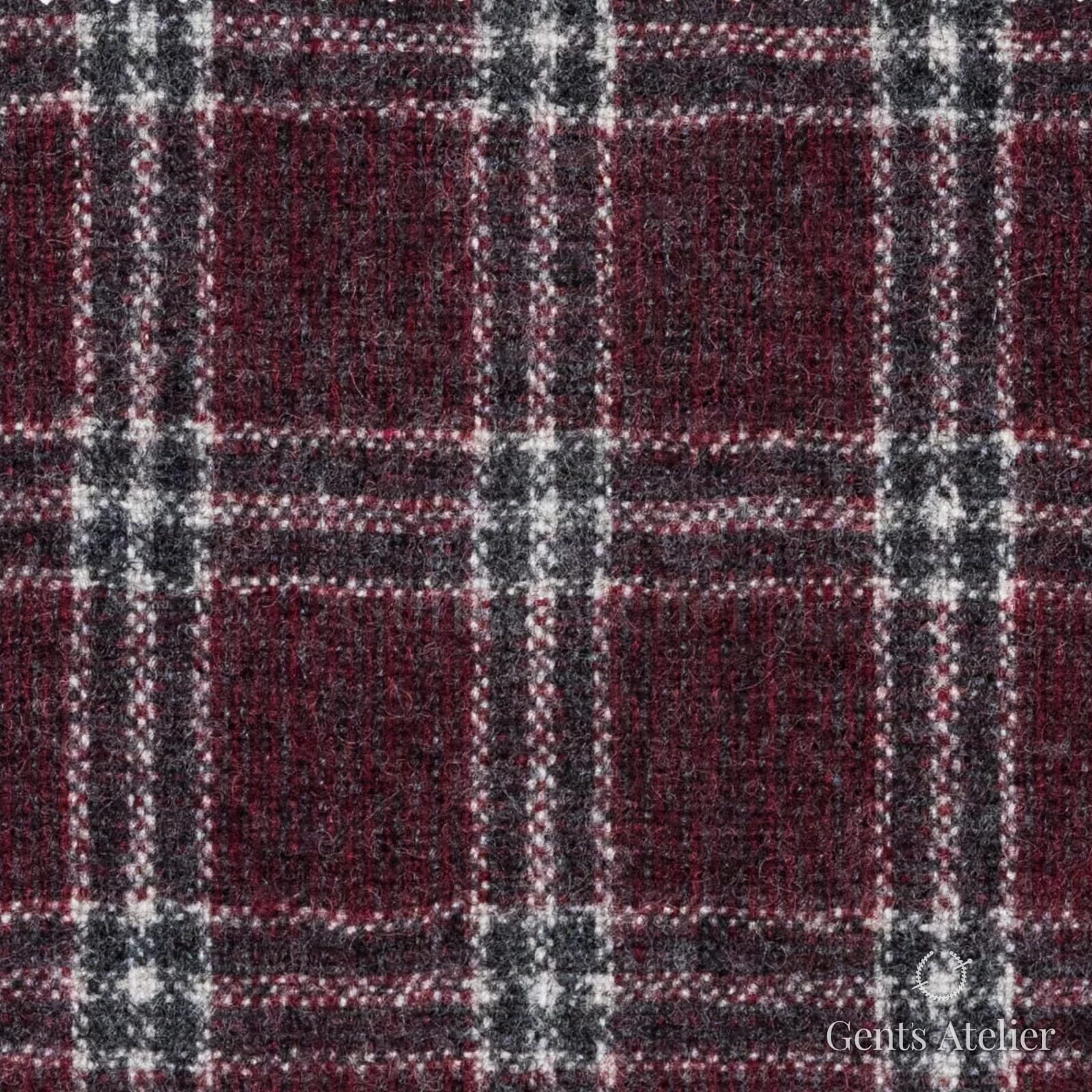 Костюмная ткань Marzoni 651 - 645 / 1200 — Бордовый / Зелёный, клетка, 100% шерсть