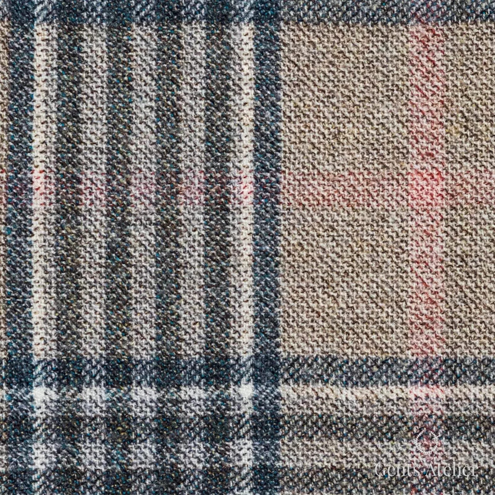 Костюмная ткань Marzoni 651 - 653 / 1200 — Бежевый / Синий / Pink, клетка, 100% шерсть