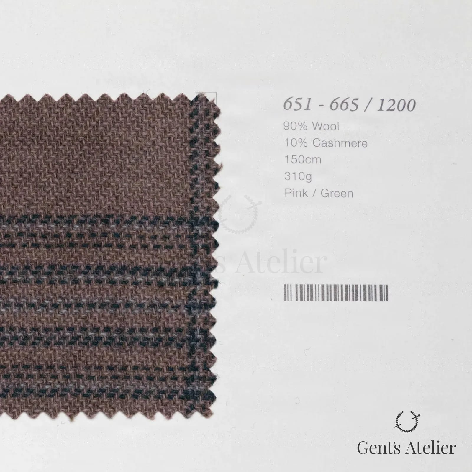 Образец ткани Marzoni 651 - 665 / 1200 с этикеткой — Pink / Зелёный