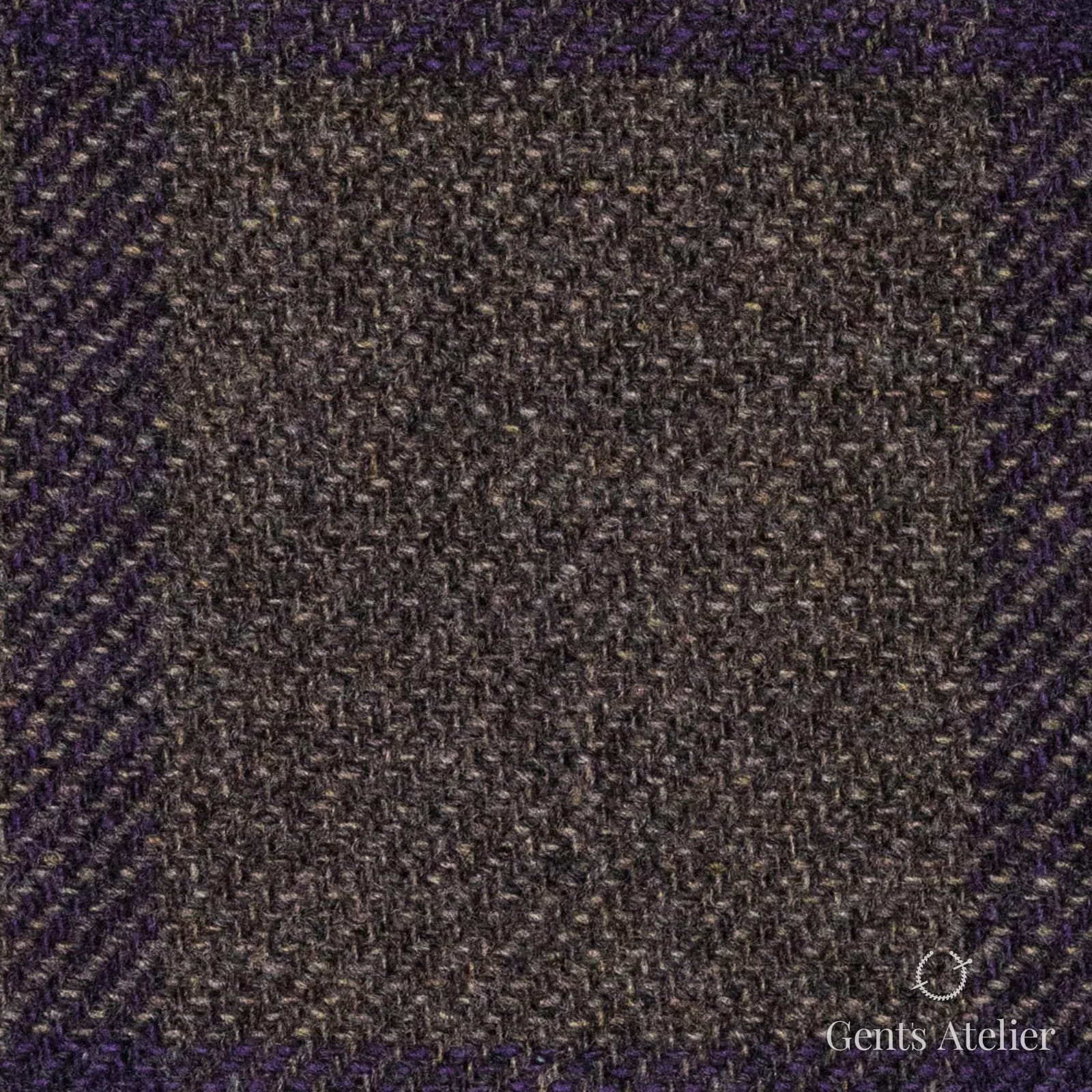 Костюмная ткань Marzoni 651 - 668 / 1200 — Коричневый / Фиолетовый, оконная клетка, 90% шерсть, 10% кашемир