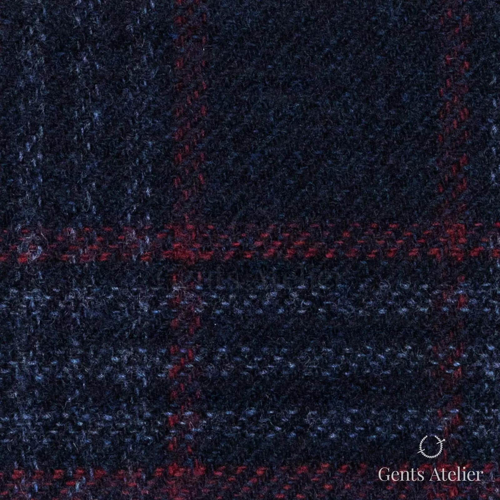 Костюмная ткань Marzoni 651 - 673 / 1200 — Синий / Красный, оконная клетка, 90% шерсть, 10% кашемир