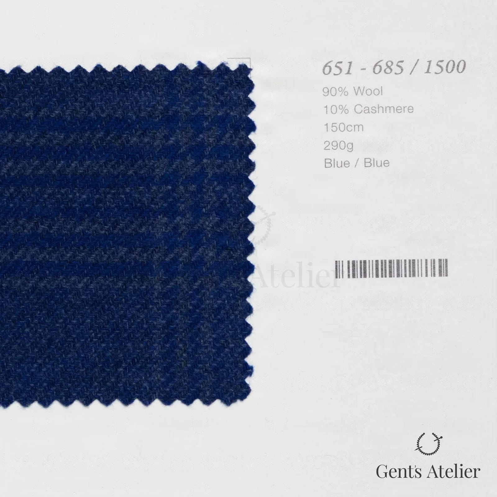 Образец ткани Marzoni 651 - 685 / 1500 с этикеткой — Синий / Синий
