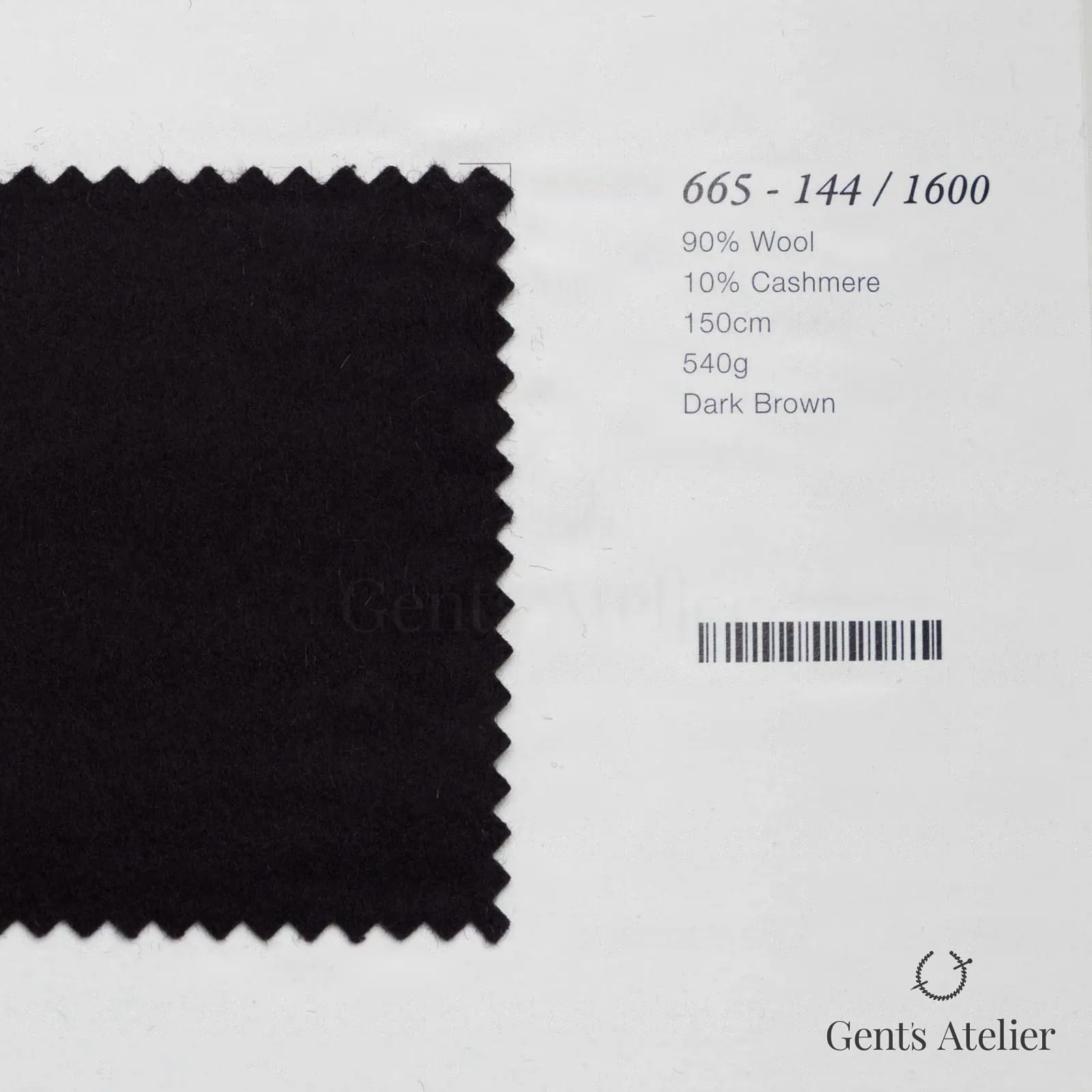 Образец ткани Marzoni 665 - 144 / 1600 с этикеткой — Dark Brown