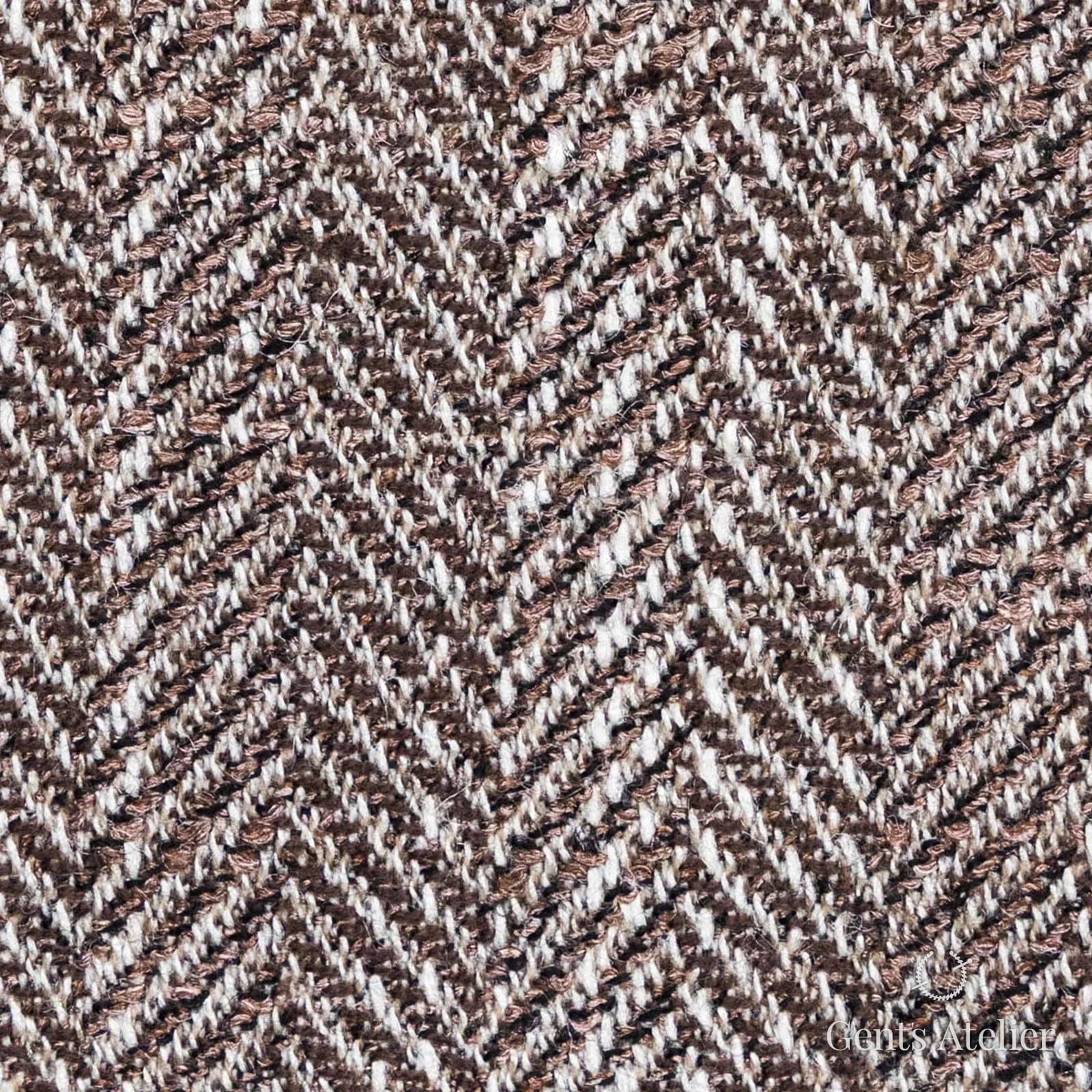 Костюмная ткань Marzoni 722 - 252 / 1300 — Коричневый / Бежевый, ёлочка, 88% шерсть, 12% шёлк