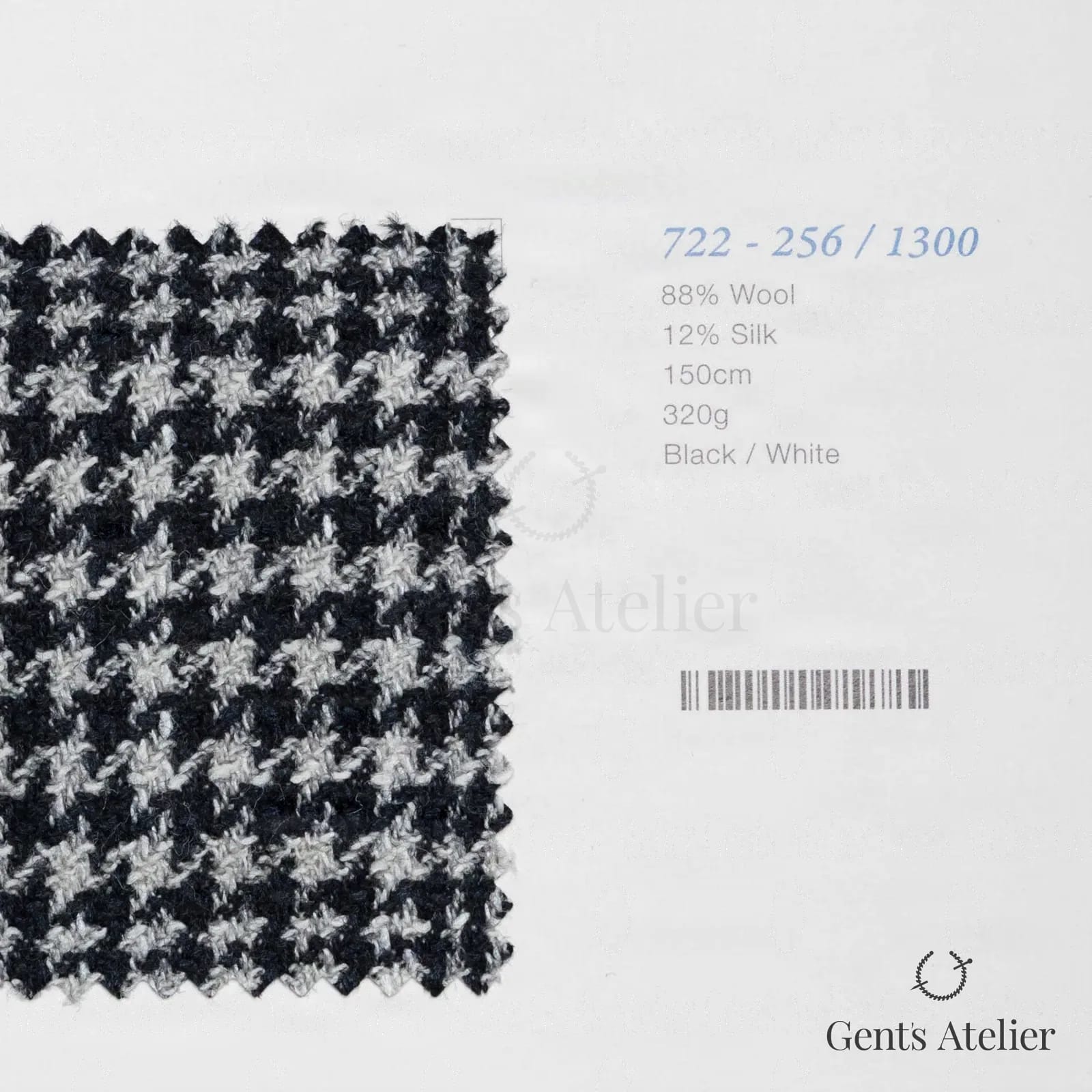 Образец ткани Marzoni 722 - 256 / 1300 с этикеткой — Чёрный / Белый