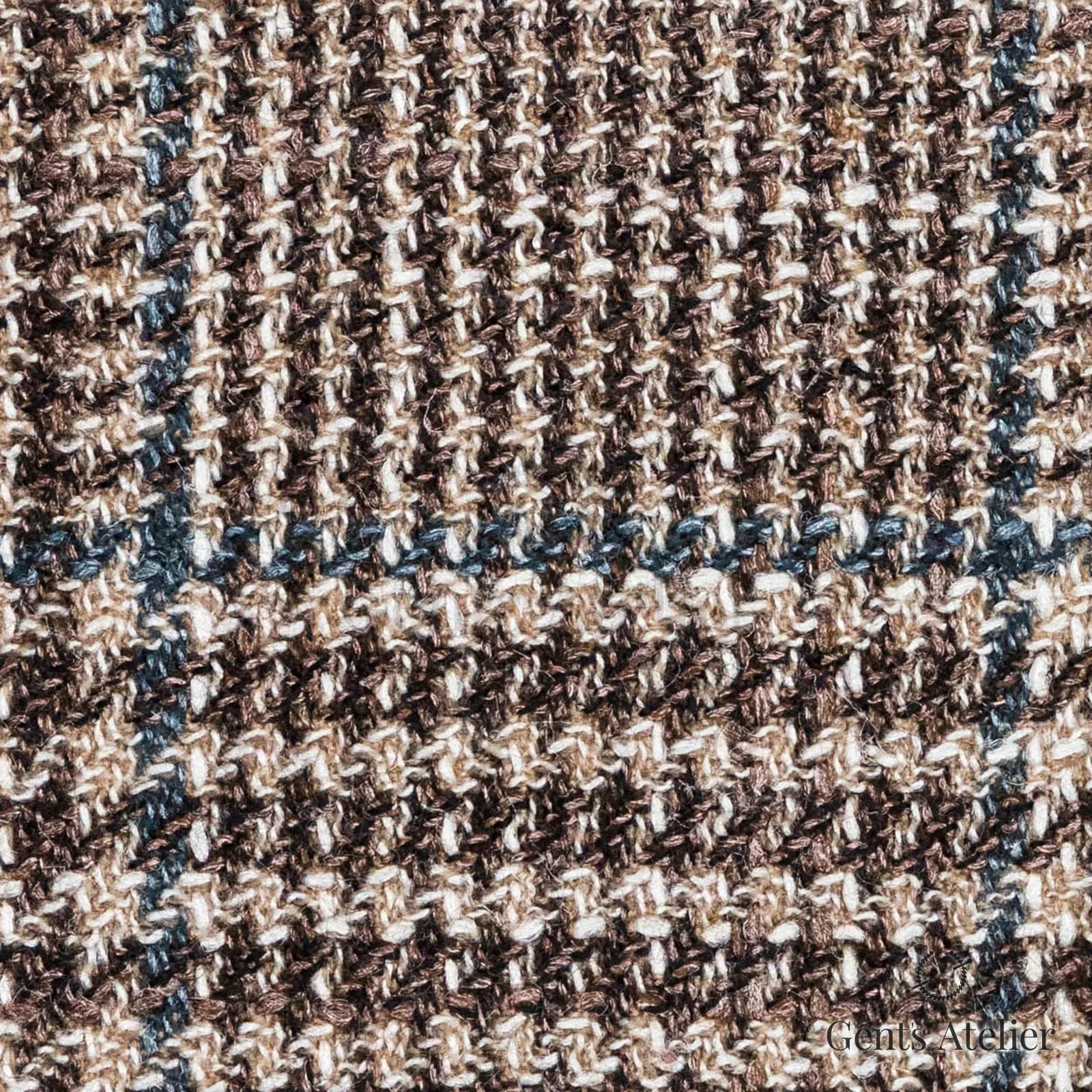 Костюмная ткань Marzoni 722 - 258 / 1300 — Коричневый / Зелёный, клетка, 88% шерсть, 12% шёлк
