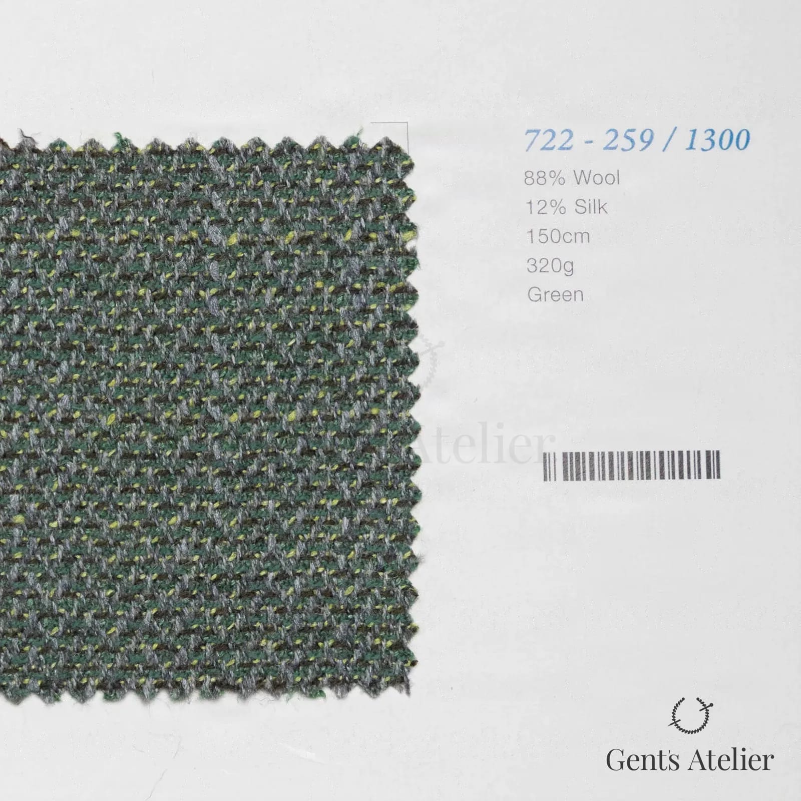 Образец ткани Marzoni 722 - 259 / 1300 с этикеткой — Зелёный