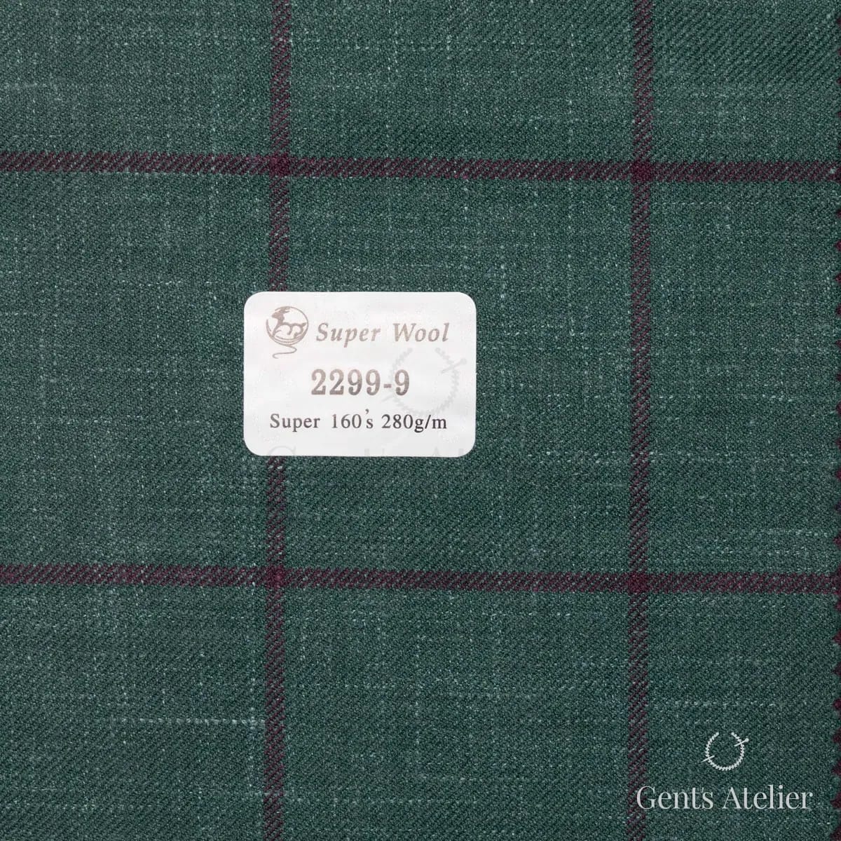 Образец ткани Gent's Colors 2299-9 с этикеткой, тёмно-зелёный