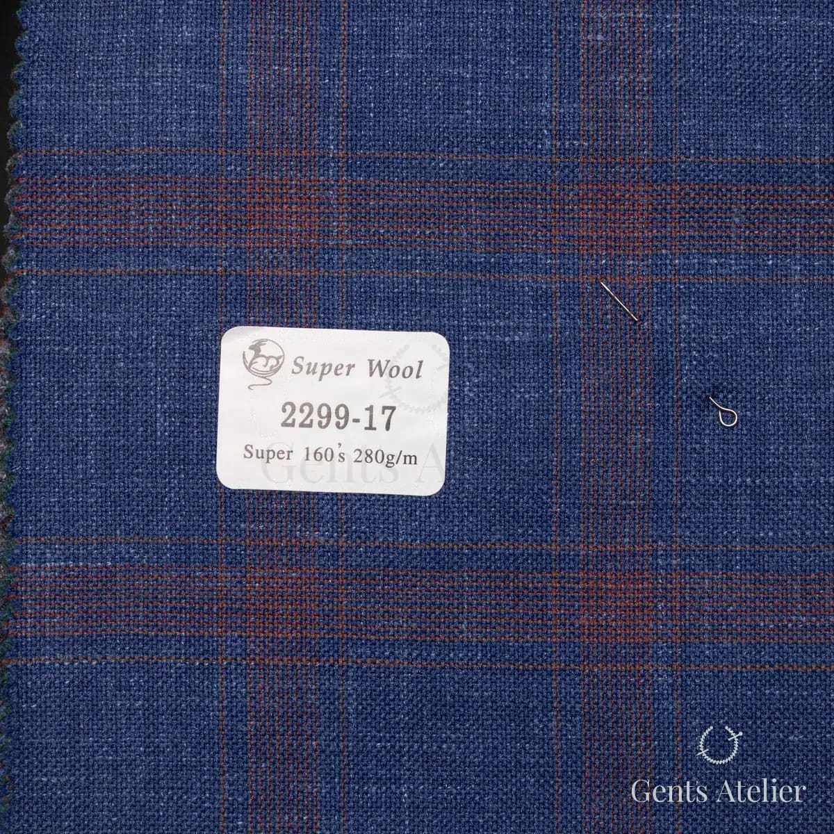 Образец ткани Gent's Colors 2299-17 с этикеткой, синий