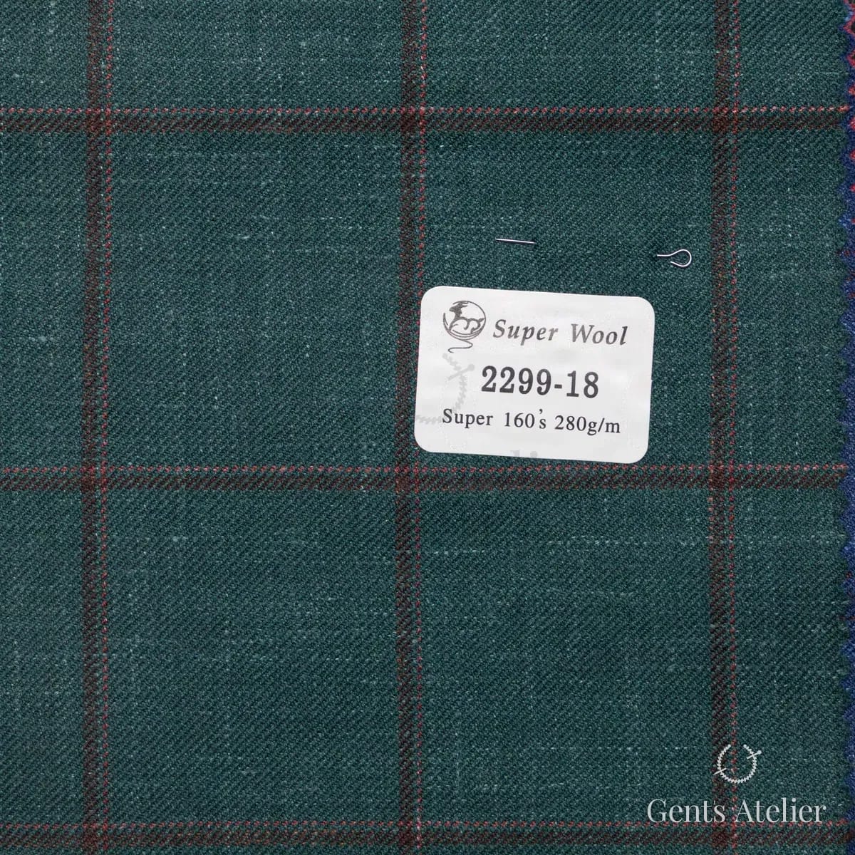 Образец ткани Gent's Colors 2299-18 с этикеткой, тёмно-зелёный