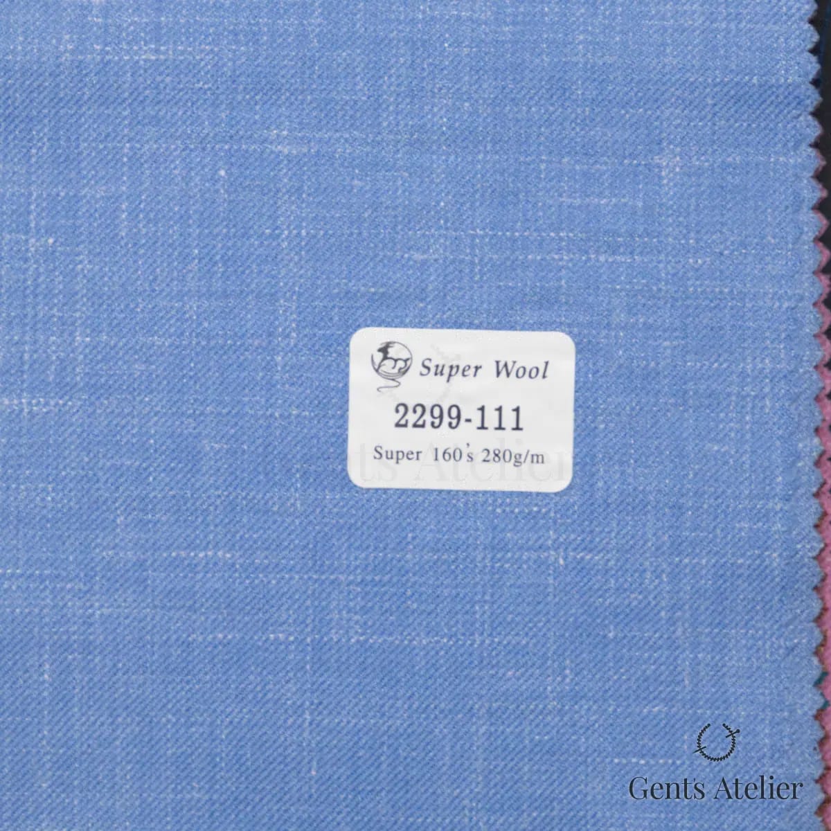 Образец ткани Gent's Colors 2299-111 с этикеткой, голубой
