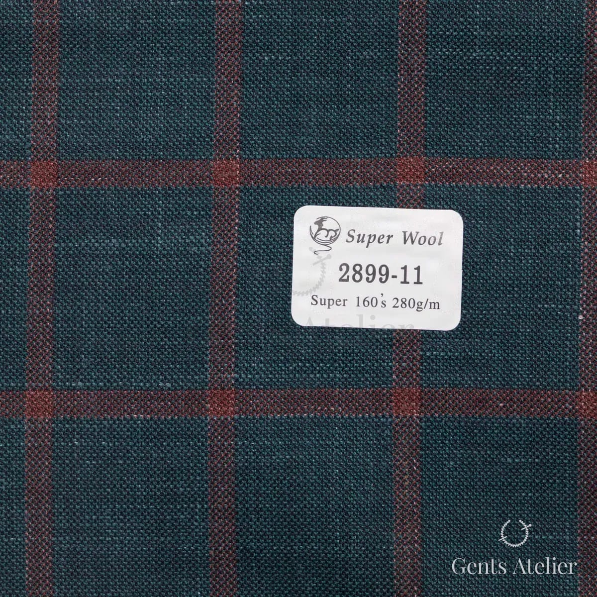 Образец ткани Gent's Colors 2899-11 с этикеткой, тёмно-зелёный