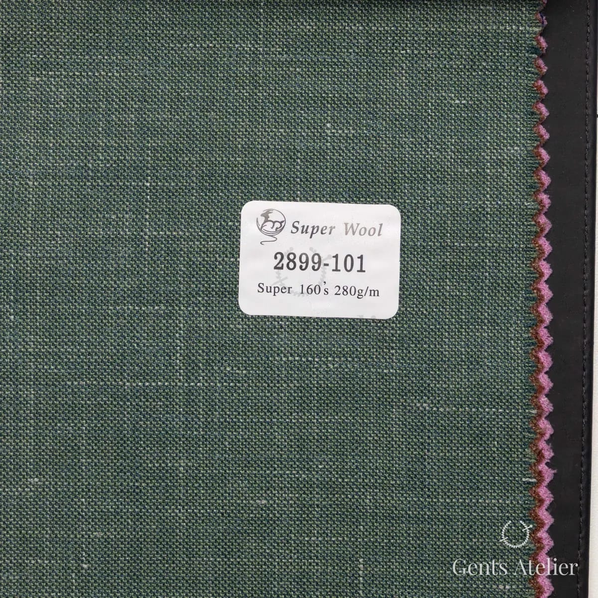 Образец ткани Gent's Colors 2899-101 с этикеткой, тёмно-зелёный