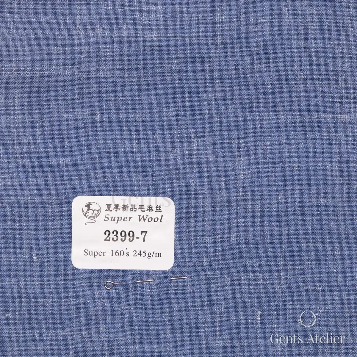 Образец ткани Gent's Colors 2399-7 с этикеткой, голубой