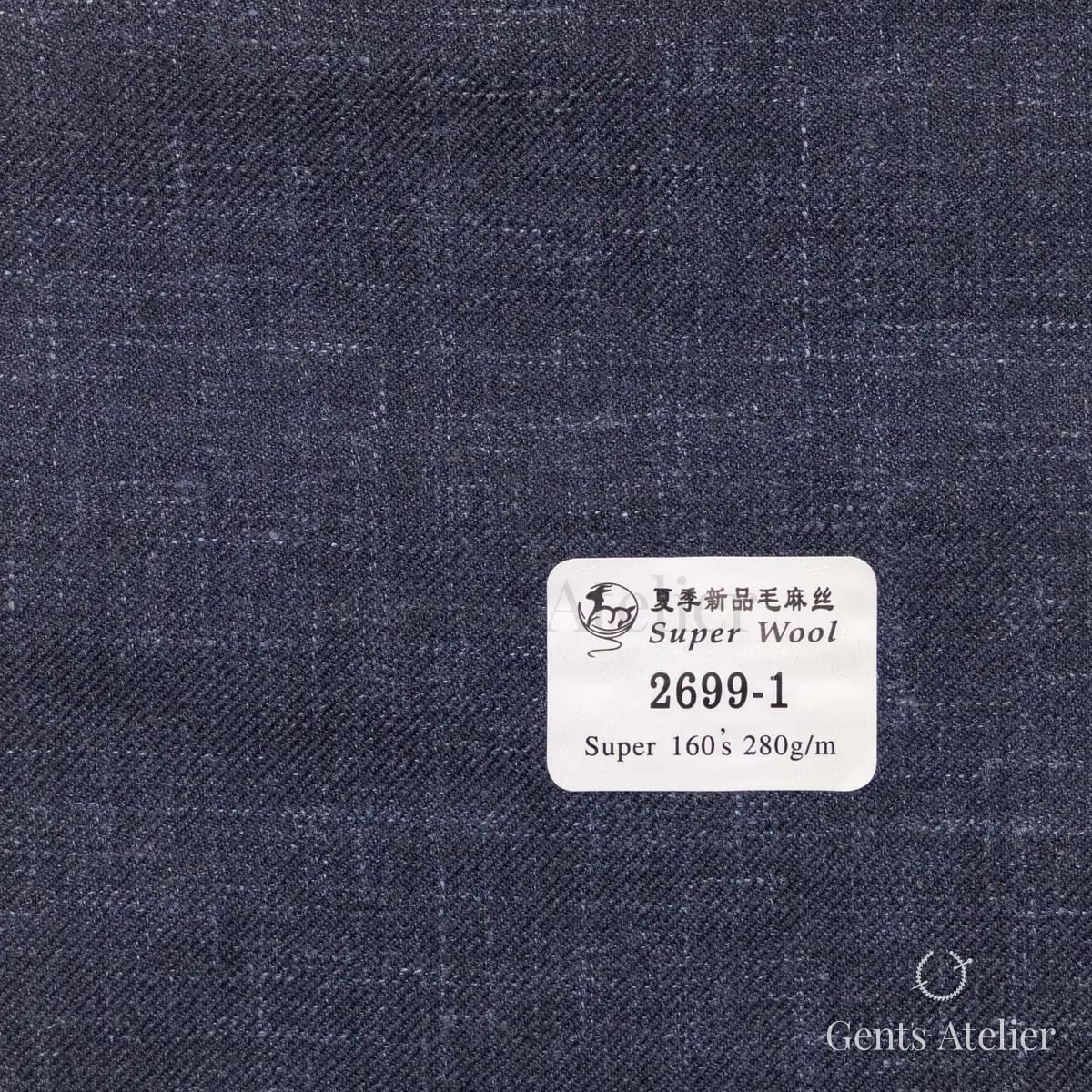 Образец ткани Gent's Colors 2699-1 с этикеткой, тёмно-синий