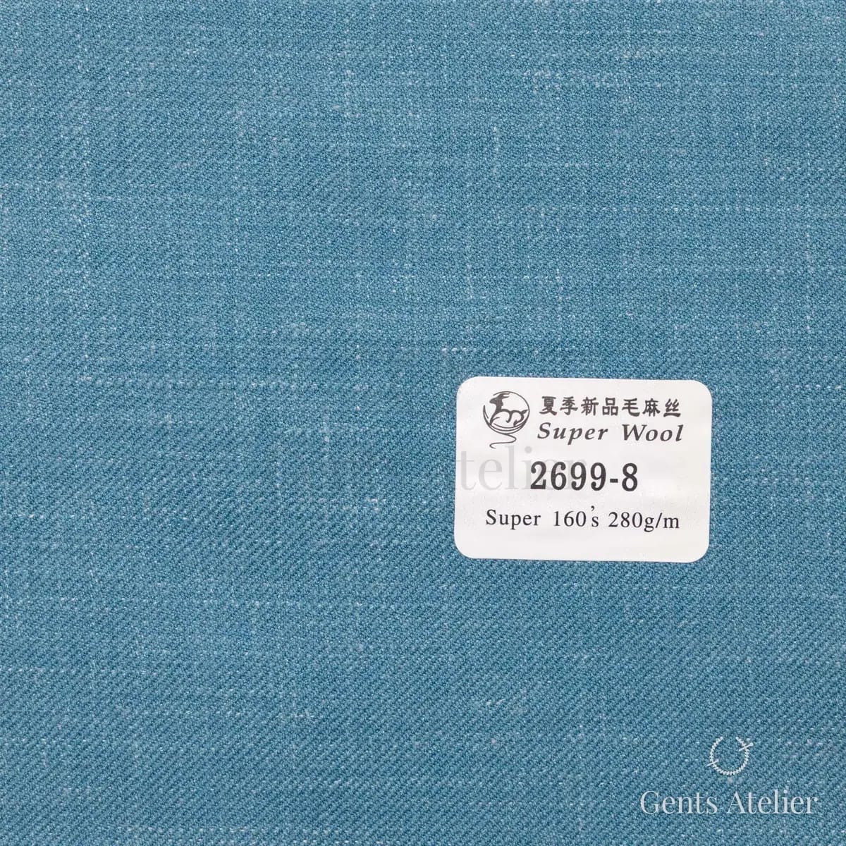 Образец ткани Gent's Colors 2699-8 с этикеткой, голубой
