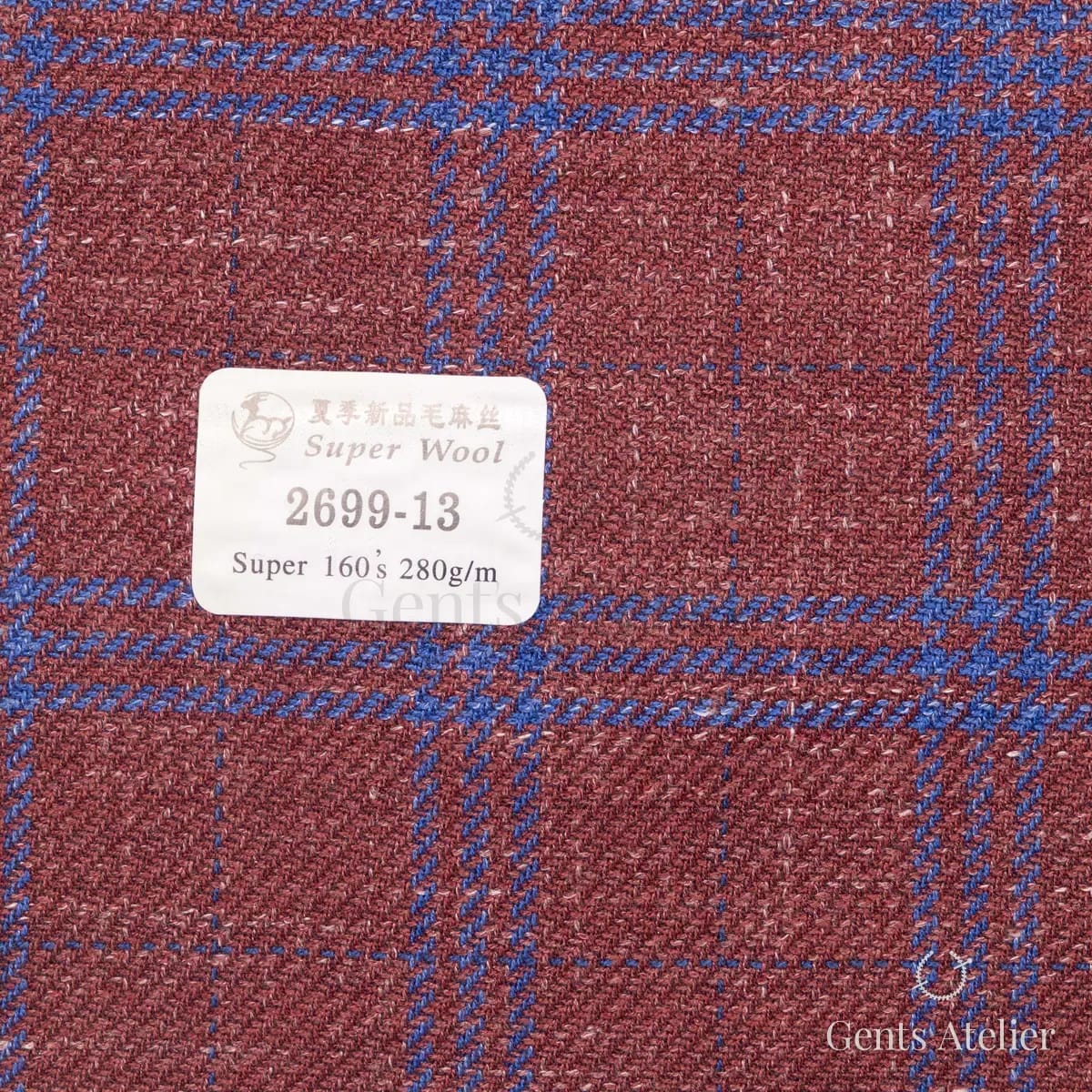 Образец ткани Gent's Colors 2699-13 с этикеткой, бордовый