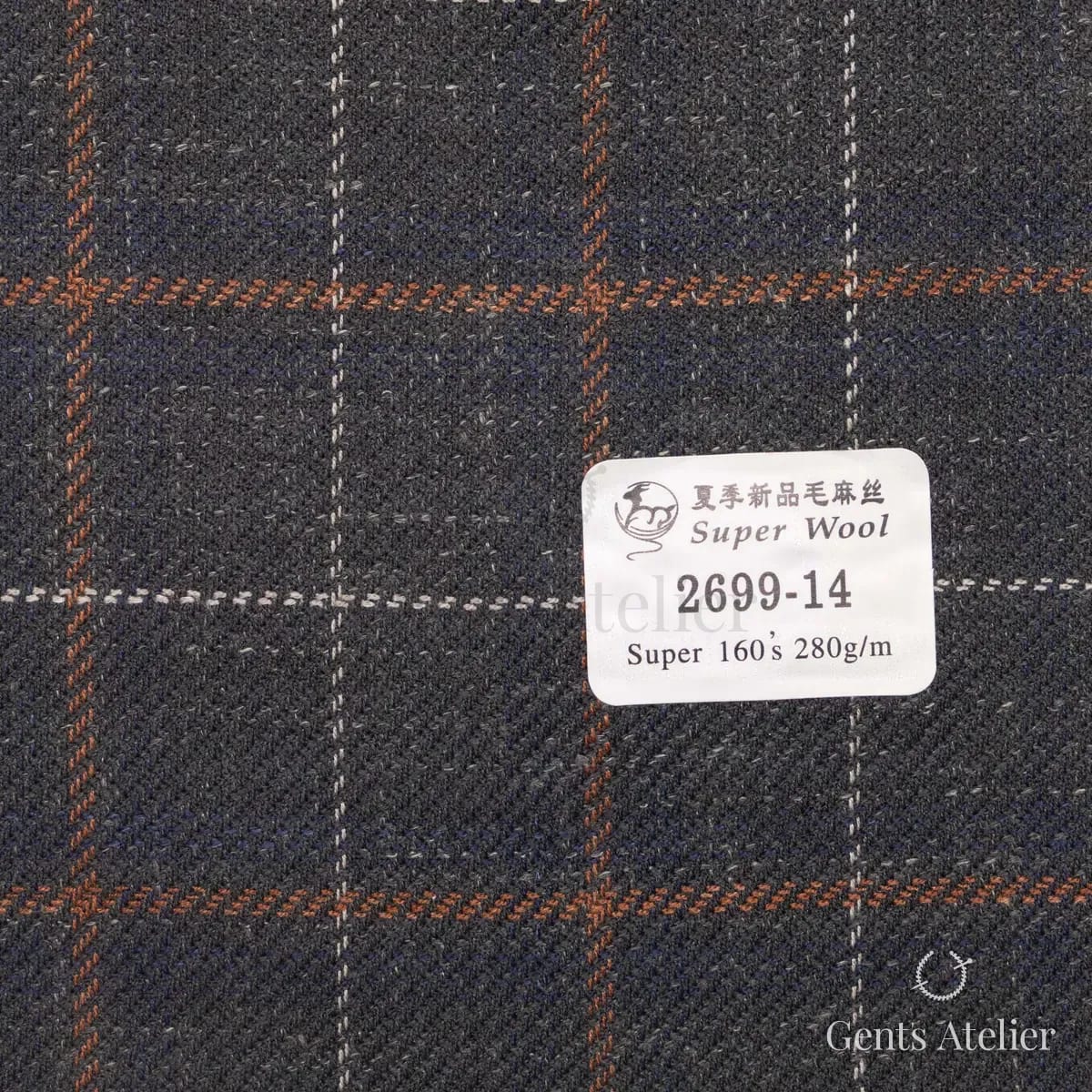 Образец ткани Gent's Colors 2699-14 с этикеткой, тёмно-серый