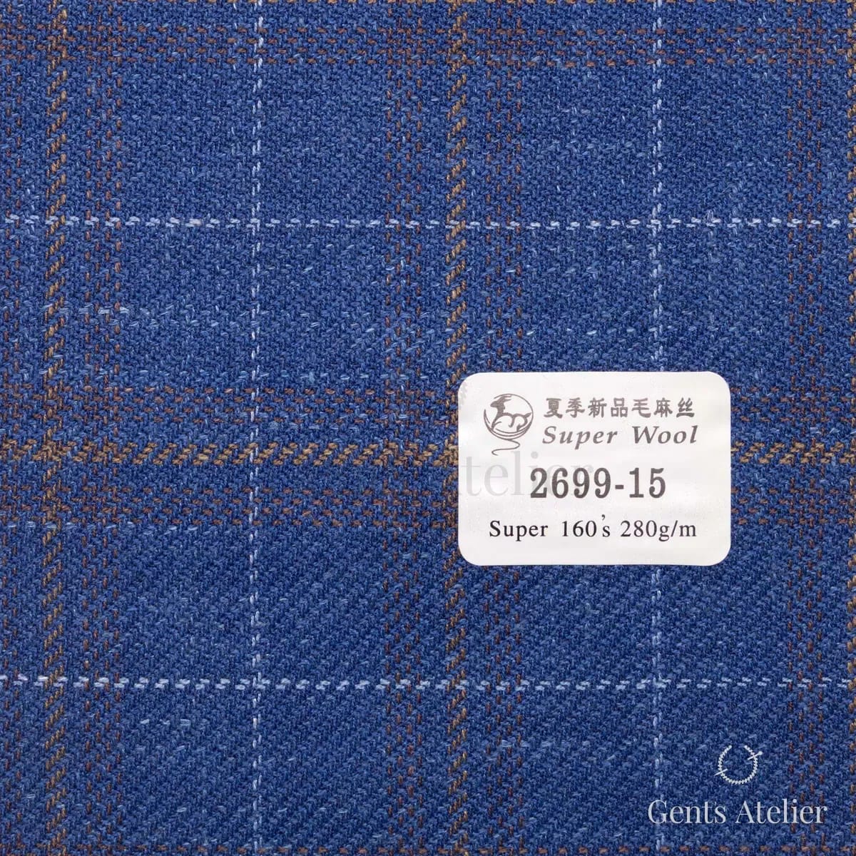 Образец ткани Gent's Colors 2699-15 с этикеткой, синий