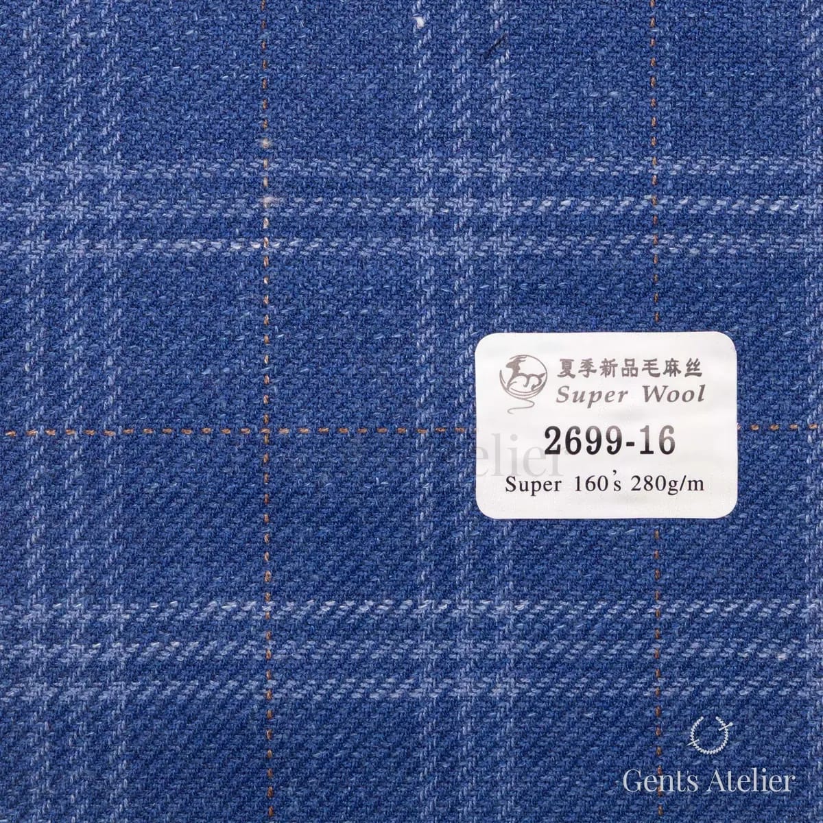 Образец ткани Gent's Colors 2699-16 с этикеткой, синий