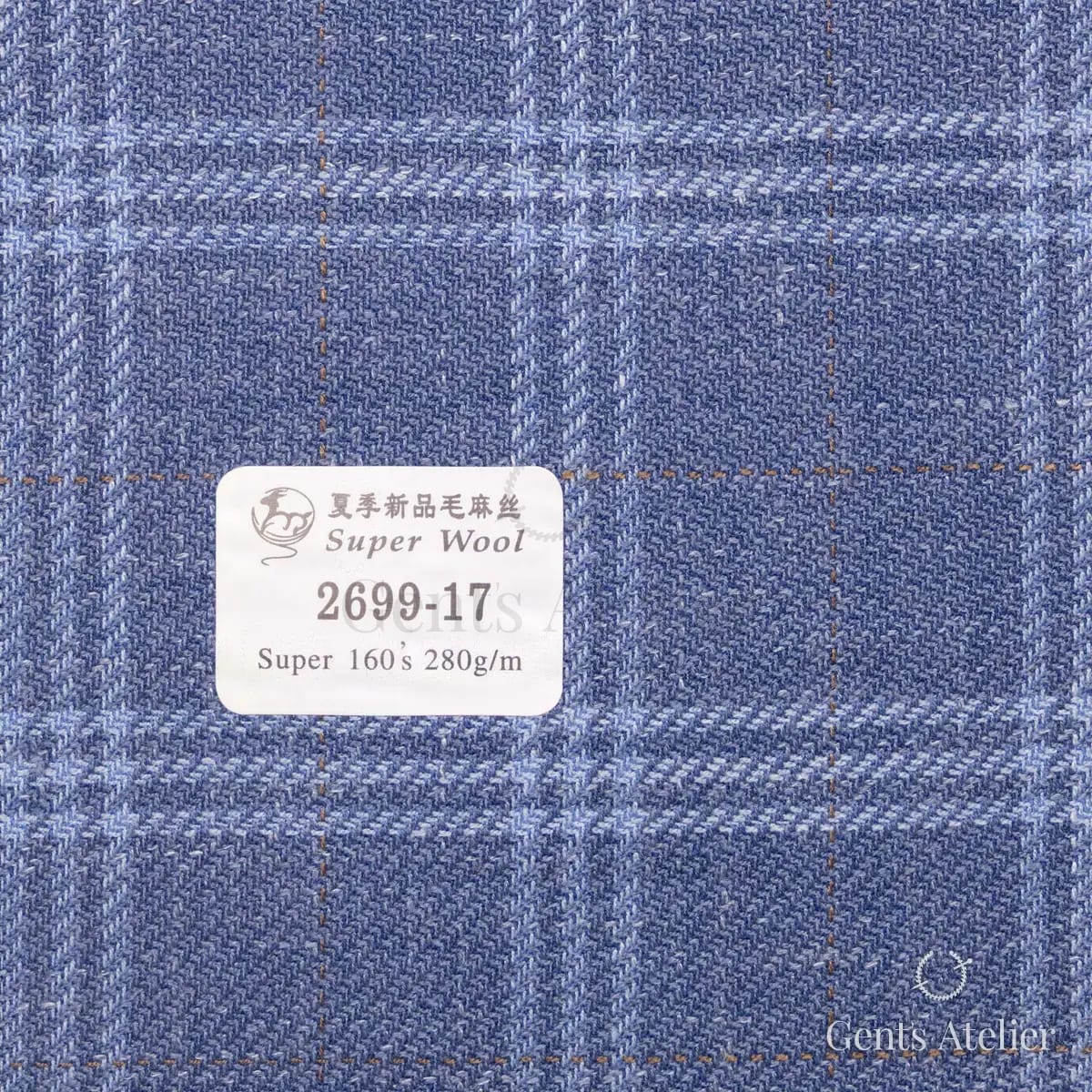 Образец ткани Gent's Colors 2699-17 с этикеткой, голубой