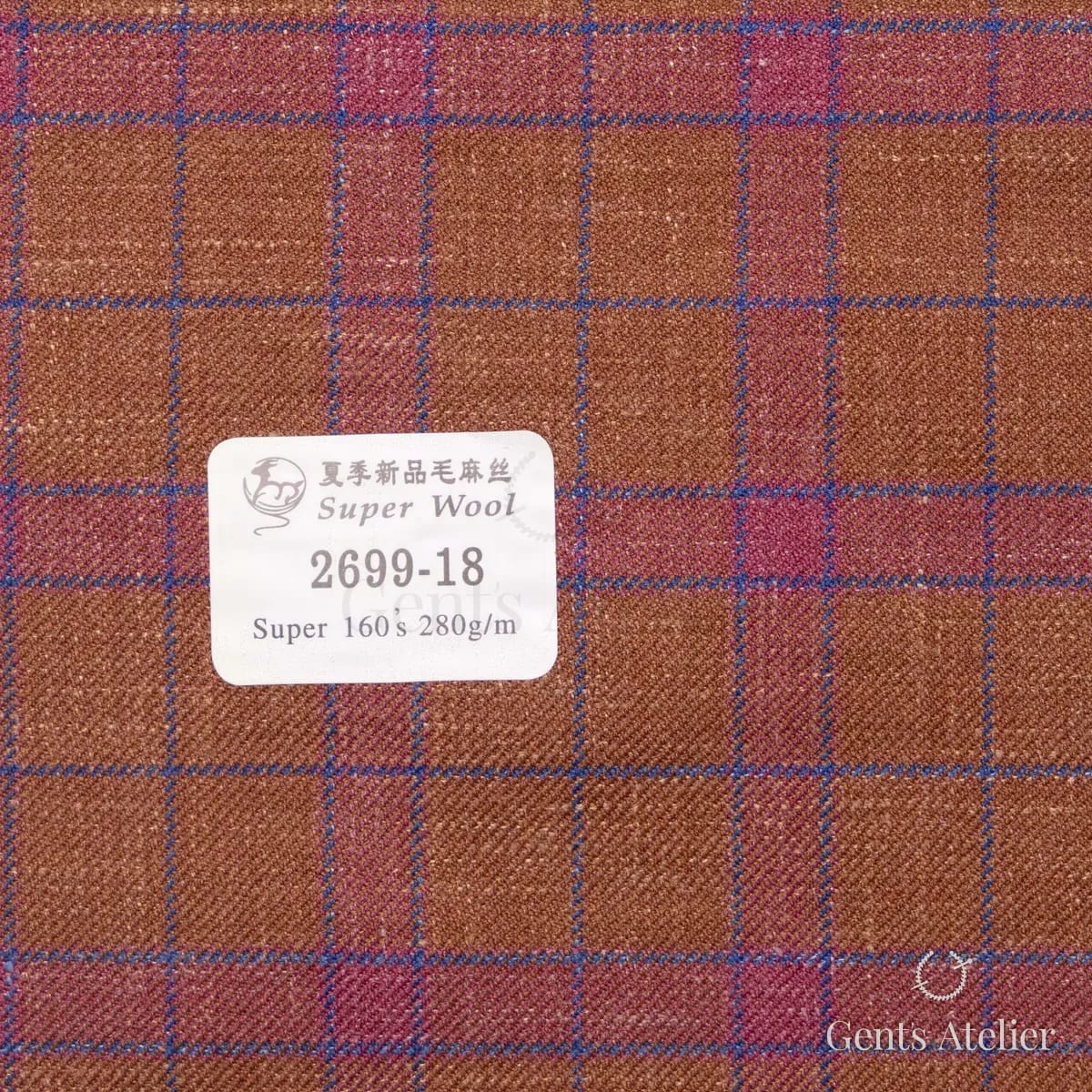 Образец ткани Gent's Colors 2699-18 с этикеткой, терракотовый