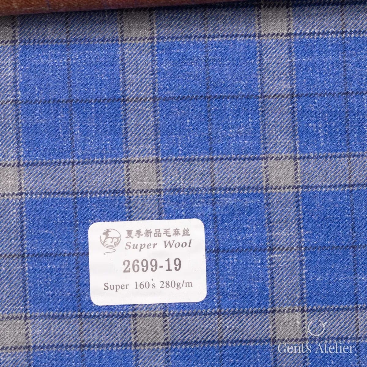Образец ткани Gent's Colors 2699-19 с этикеткой, синий