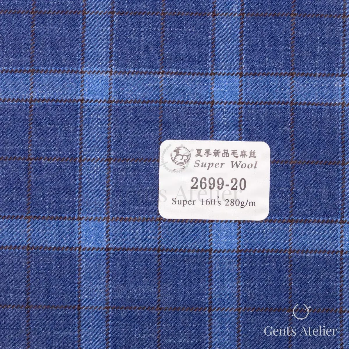 Образец ткани Gent's Colors 2699-20 с этикеткой, синий