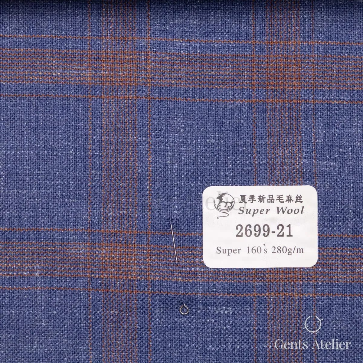 Образец ткани Gent's Colors 2699-21 с этикеткой, синий