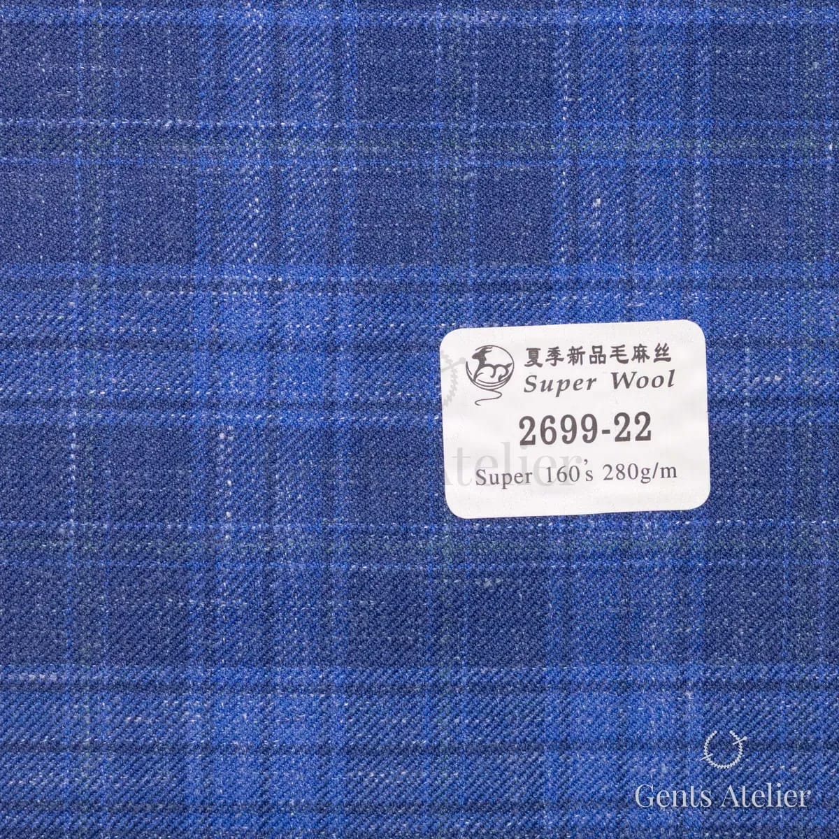 Образец ткани Gent's Colors 2699-22 с этикеткой, синий