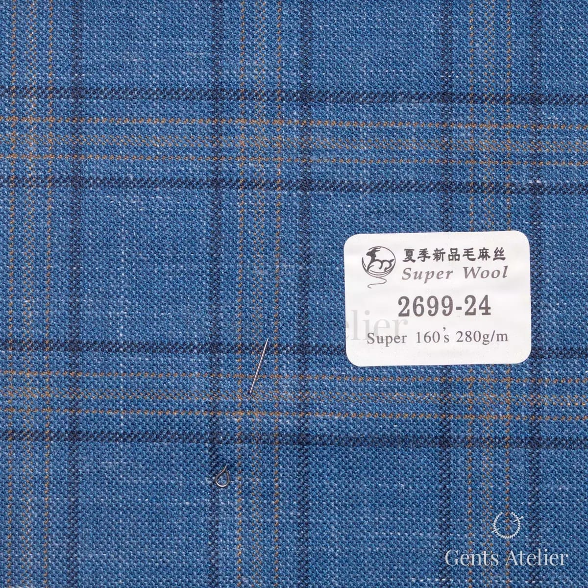 Образец ткани Gent's Colors 2699-24 с этикеткой, синий