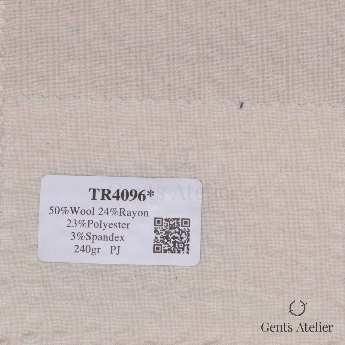 Образец ткани Sienna TR4096 с этикеткой, светлый кремово-бежевый
