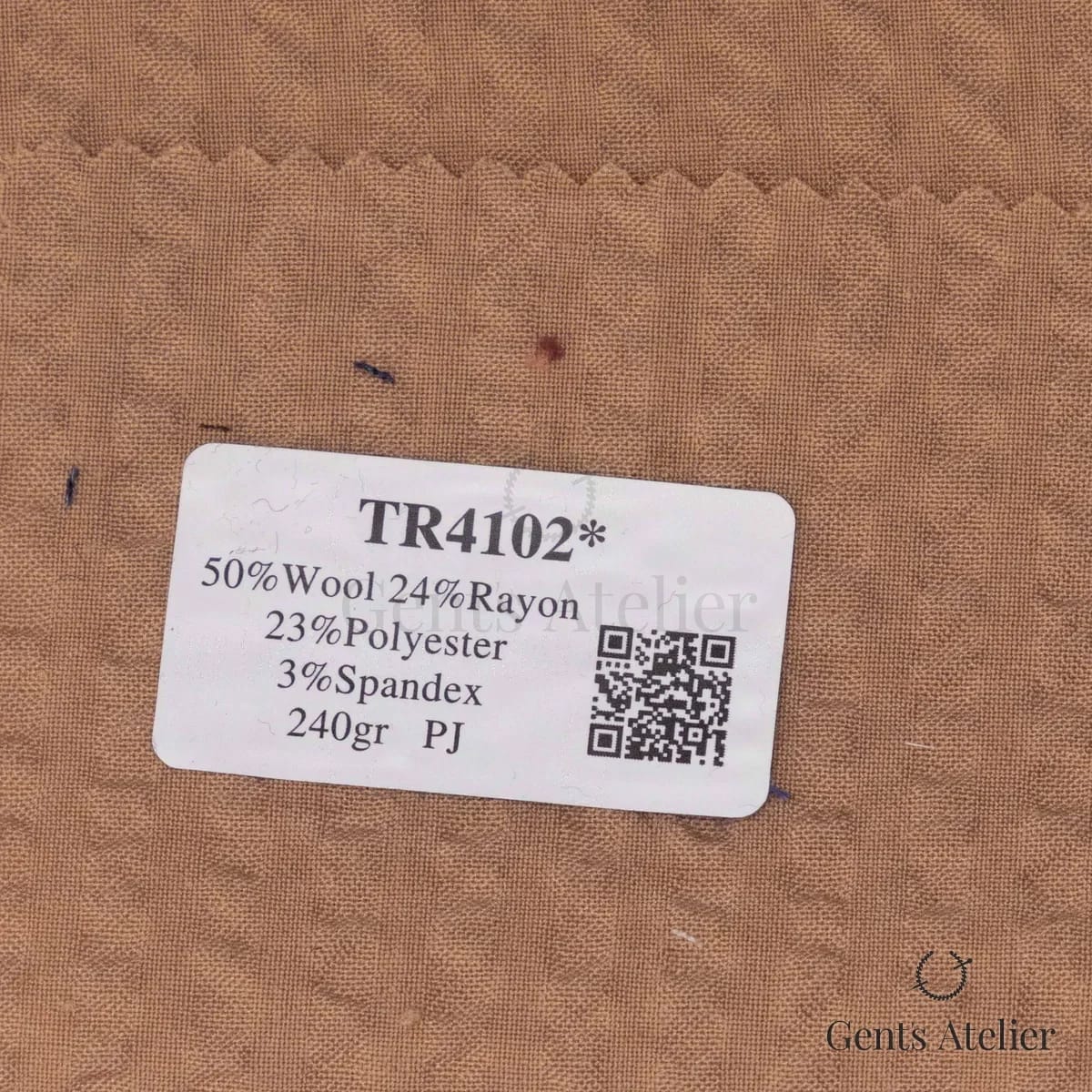 Образец ткани Sienna TR4102 с этикеткой, карамельно-коричневый (кэмел)