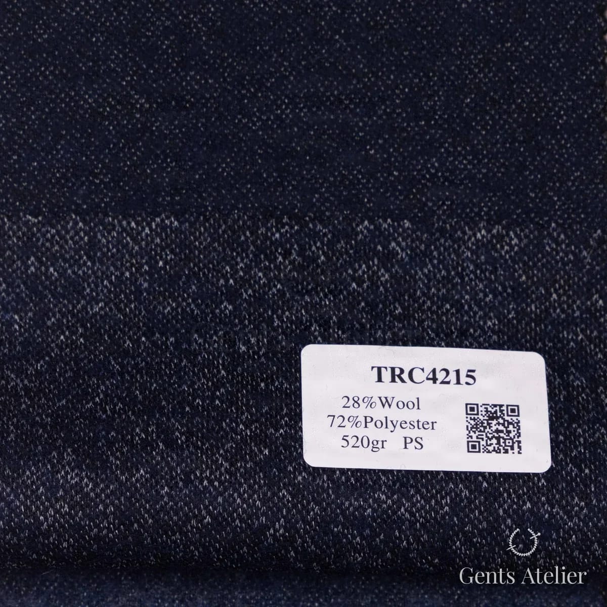 Образец ткани Soft Coats and Knits TRC4215 с этикеткой, тёмно-синий меланж с белой крапинкой