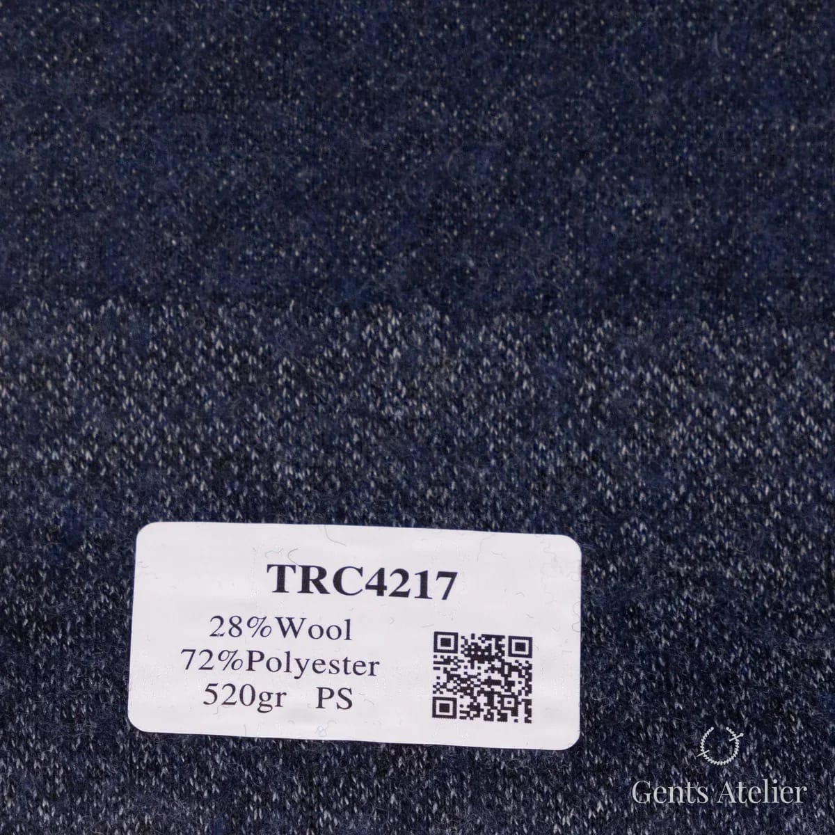 Образец ткани Soft Coats and Knits TRC4217 с этикеткой, синий меланж джинсовый