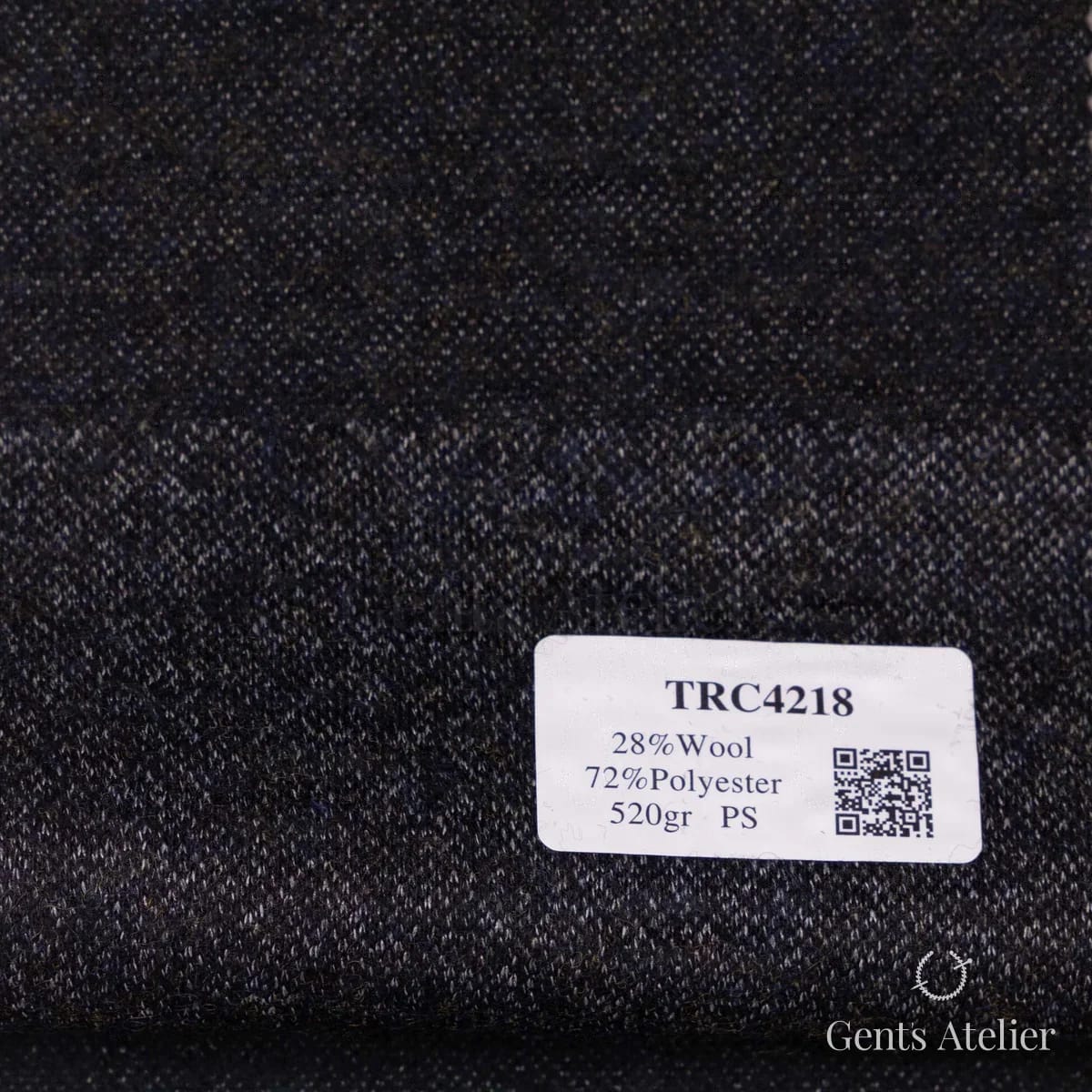 Образец ткани Soft Coats and Knits TRC4218 с этикеткой, тёмный сине-графитовый меланж